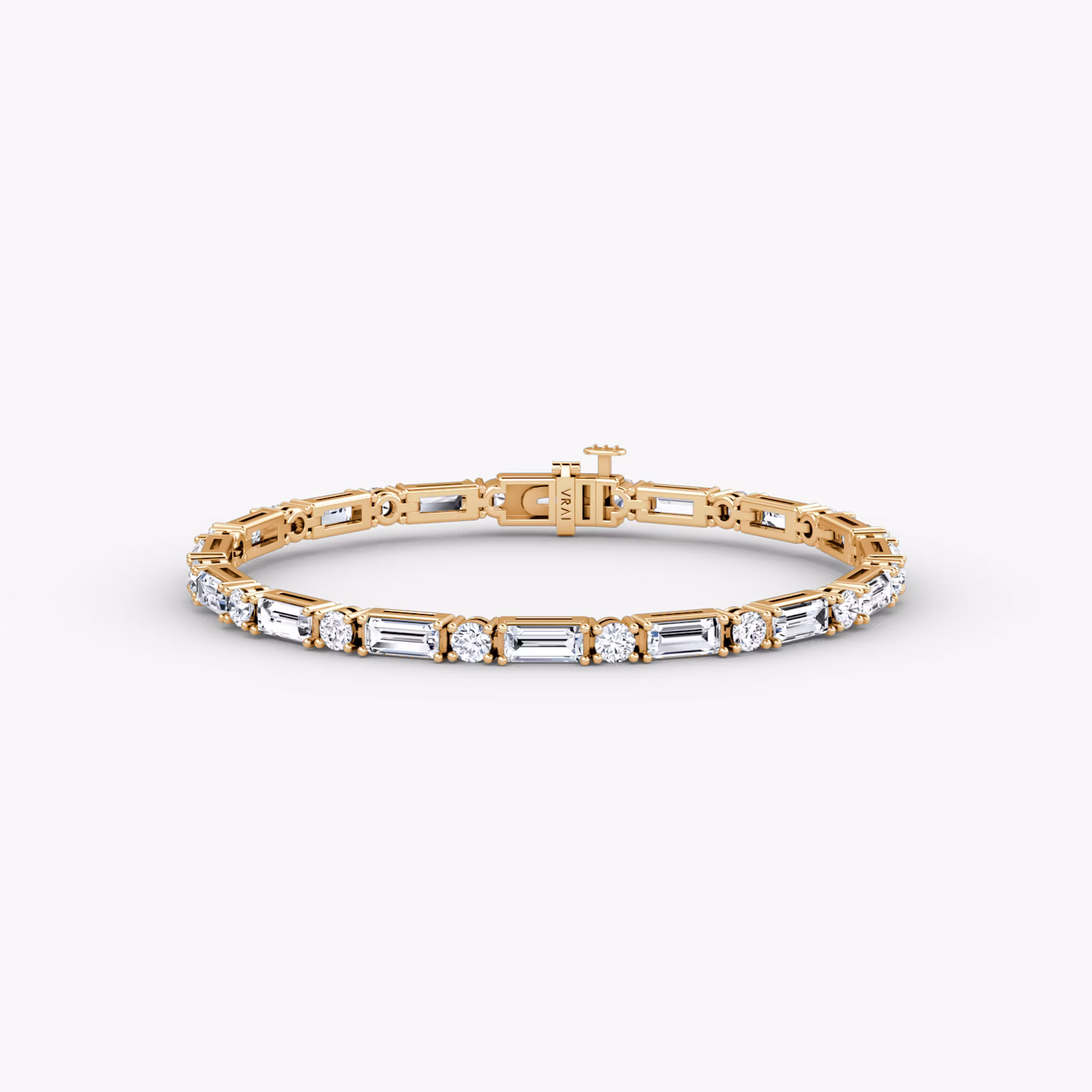 Mixed Shape Tennis Armband Rund und Baguette | Rose Gold