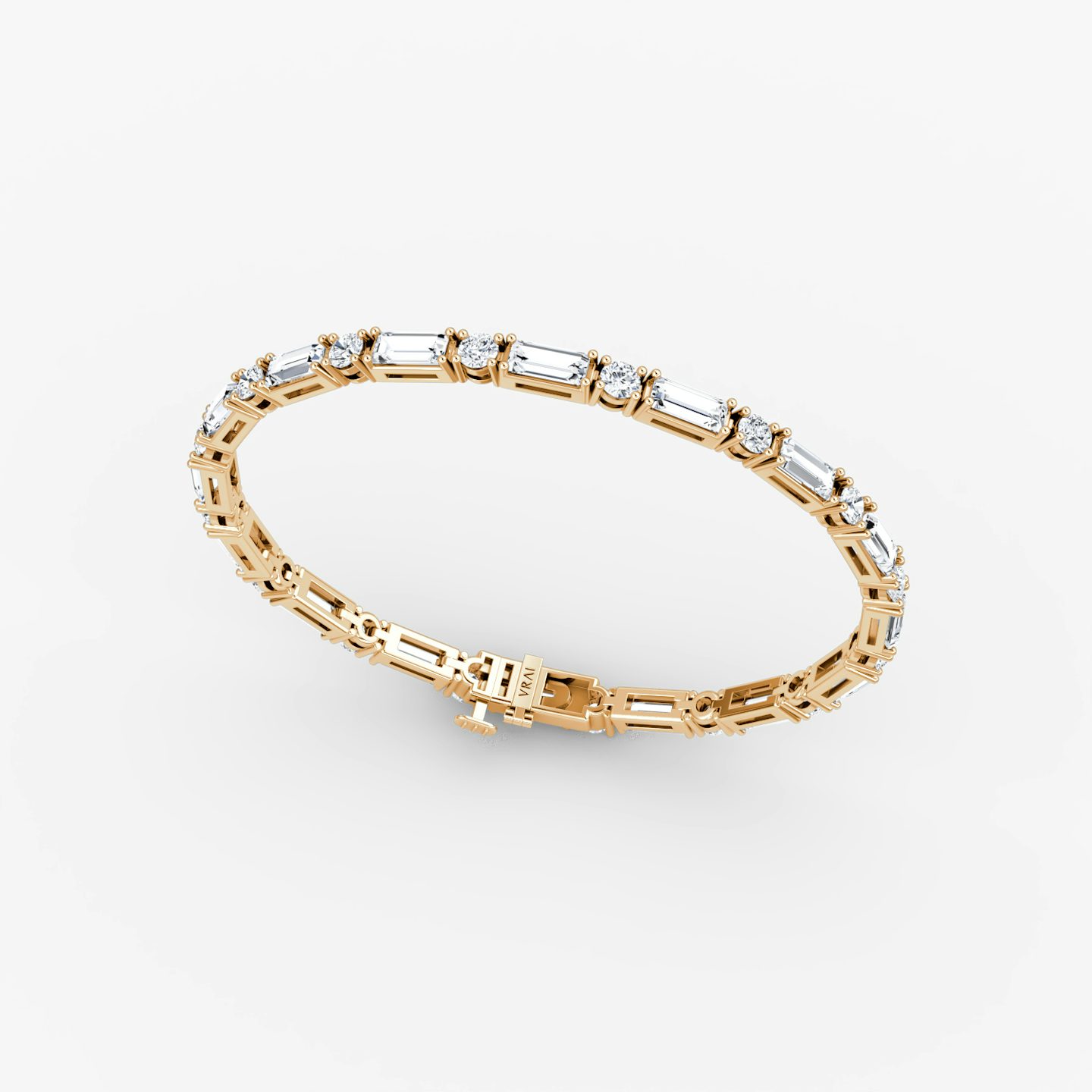 Mixed Shape Tennis Bracelet | Round Brilliant and Baguette | 14k | Rose Gold | diamondSize: large | chainLength: 7