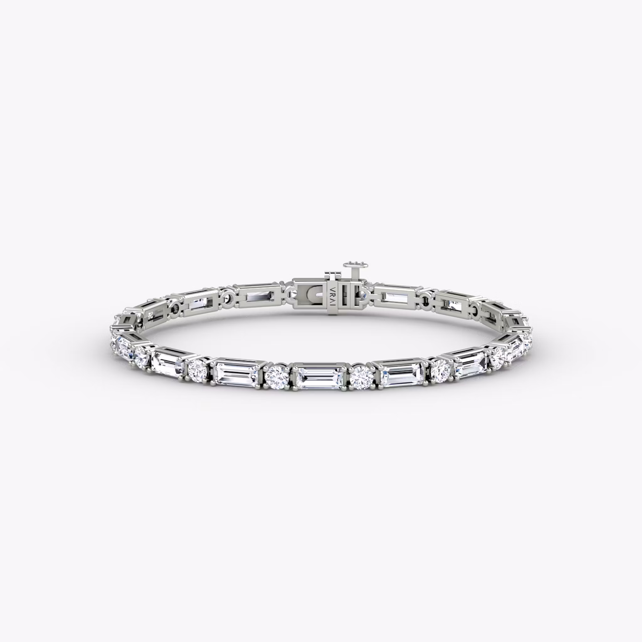 Mixed Shape Tennis Bracelet Round Brilliant and Baguette | White Gold