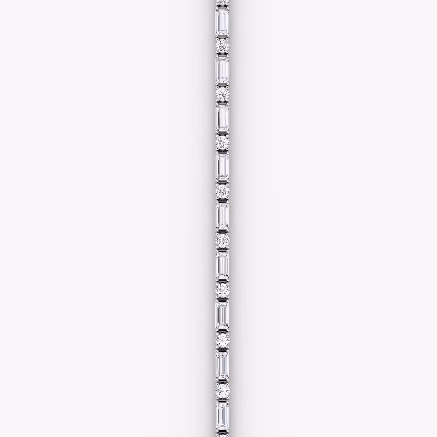Mixed Shape Tennis Bracelet | Round Brilliant and Baguette | 14k | White Gold | diamondSize: large | chainLength: 6.5