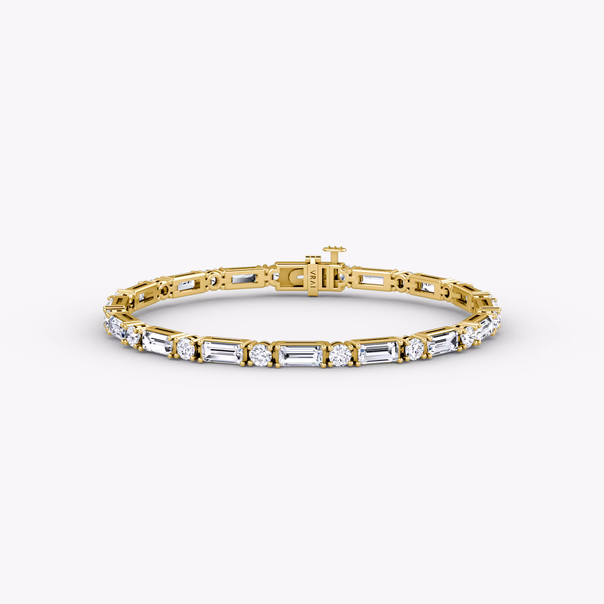 Mixed Shape Tennis Bracelet Round Brilliant and Baguette | Yellow Gold