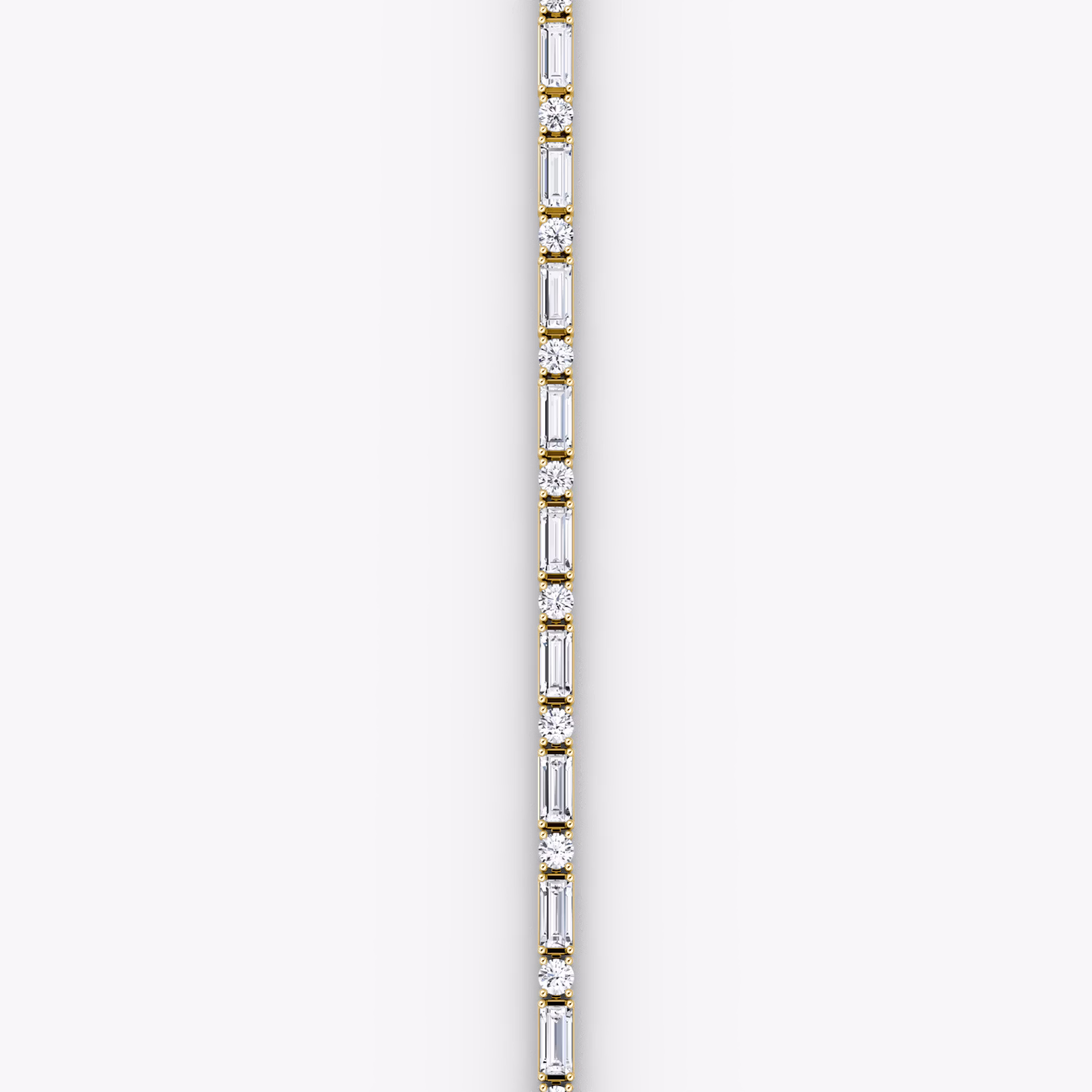 Mixed Shape Tennis Bracelet | Round Brilliant and Baguette | 14k | Yellow Gold | diamondSize: large | chainLength: 6.5