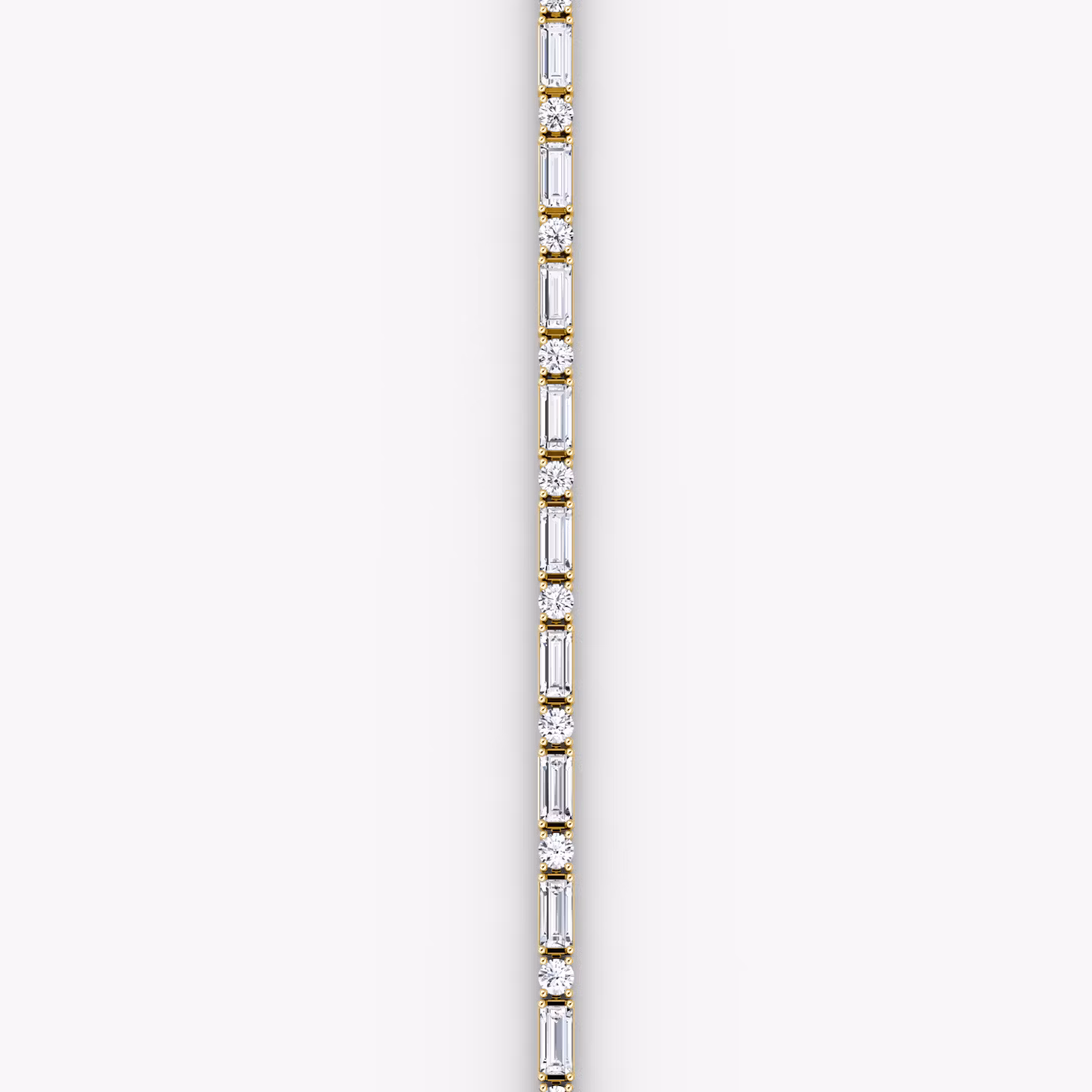 Mixed Shape Tennis Bracelet | Round Brilliant and Baguette | 14k | Yellow Gold | diamondSize: large | chainLength: 6.5