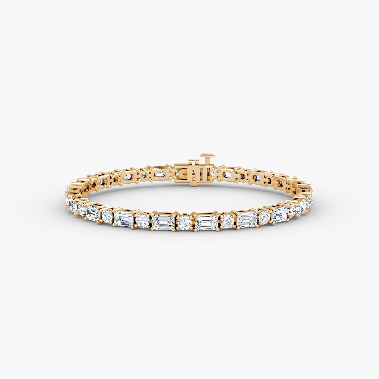 Mixed Shape Tennis Bracelet | Round Brilliant and Emerald | 14k | Rose Gold | chainLength: 6.5