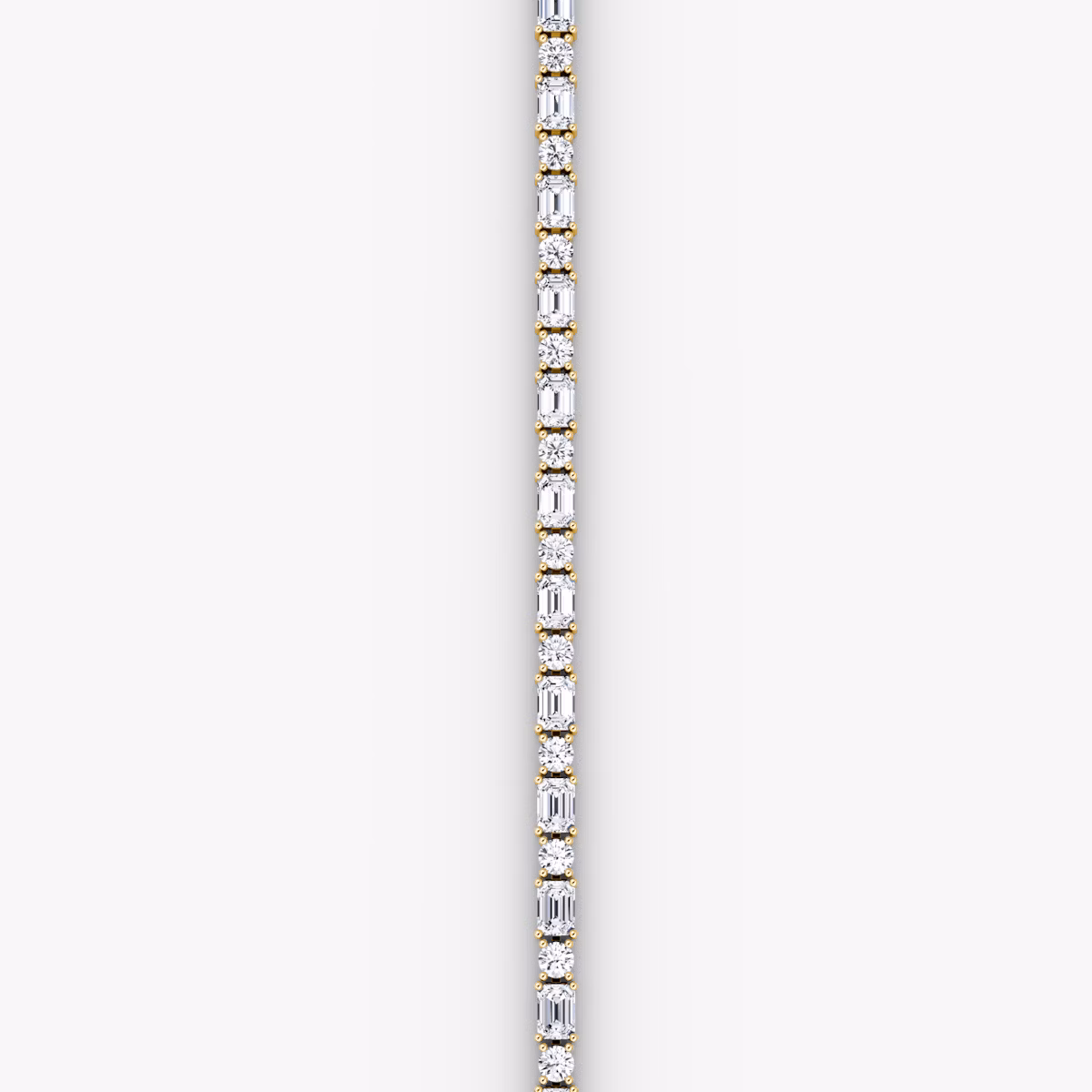 Mixed Shape Tennis Bracelet | Round Brilliant and Emerald | 14k | Yellow Gold | chainLength: 7
