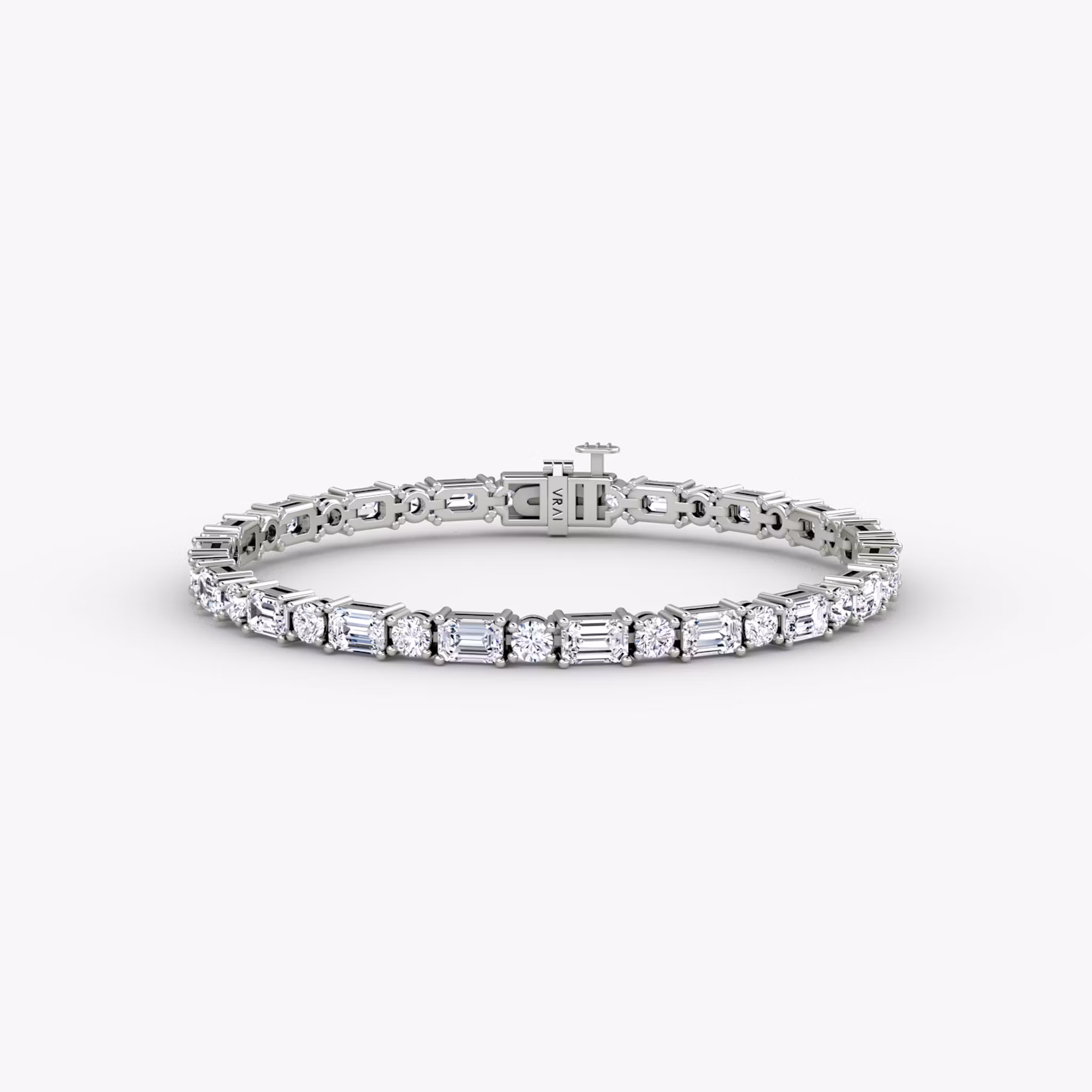 Mixed Shape Tennis Bracelet Round Brilliant and Emerald | White Gold