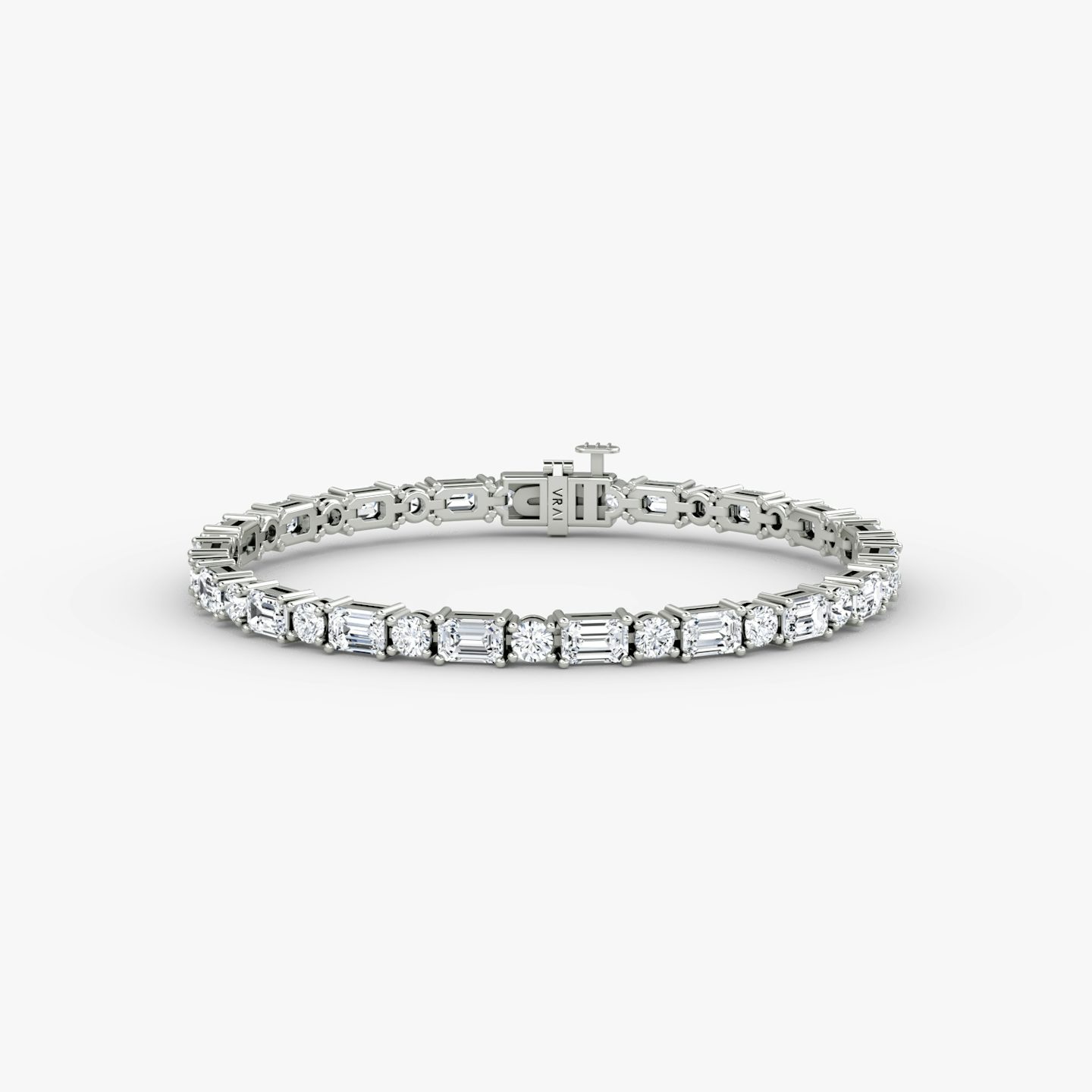 Pulsera de Tenis Mixed Shape | Brillante y Esmeralda | 14k | Oro blanco | chainLength: 6.5