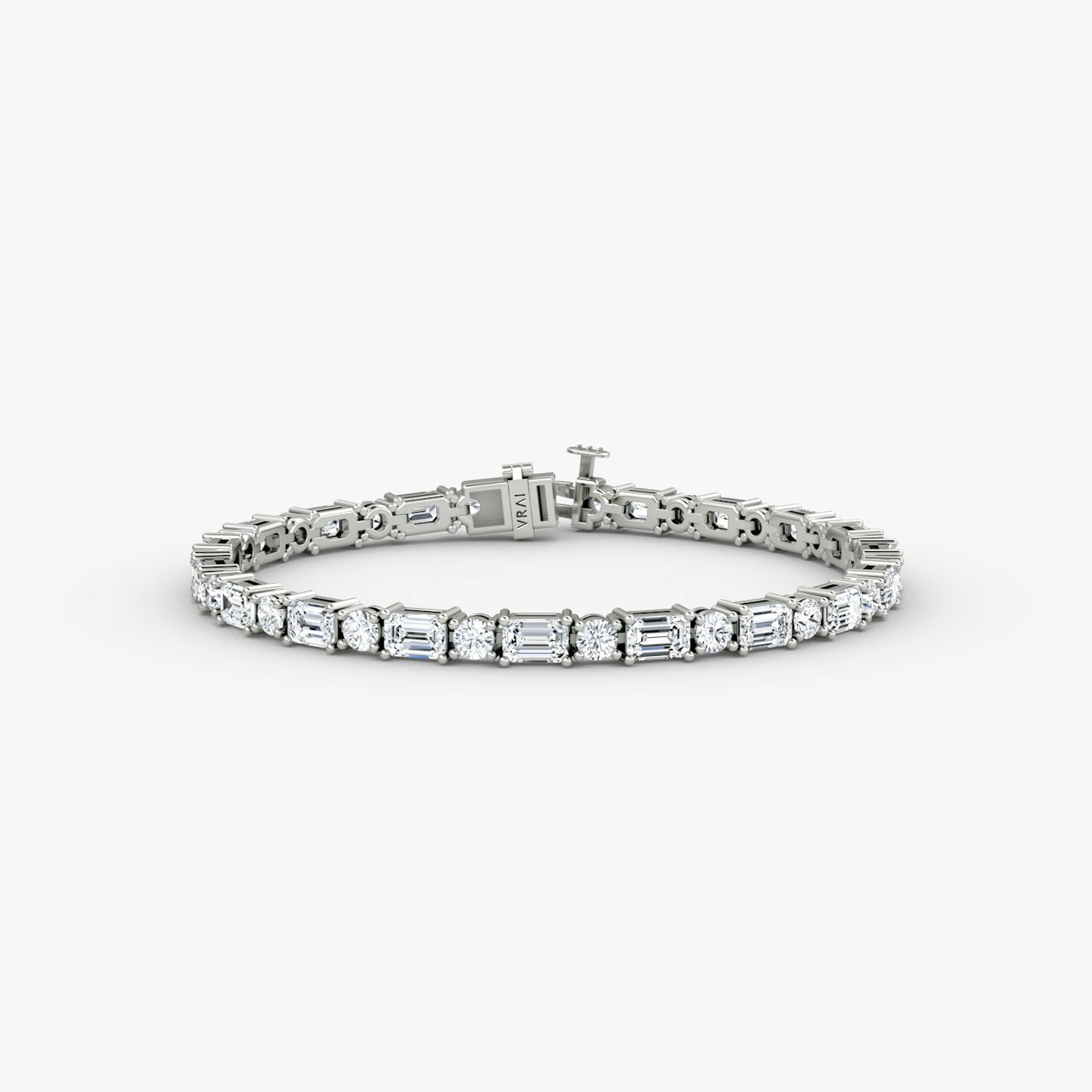 Pulsera de Tenis Mixed Shape | Brillante y Esmeralda | 14k | Oro blanco | chainLength: 6.5