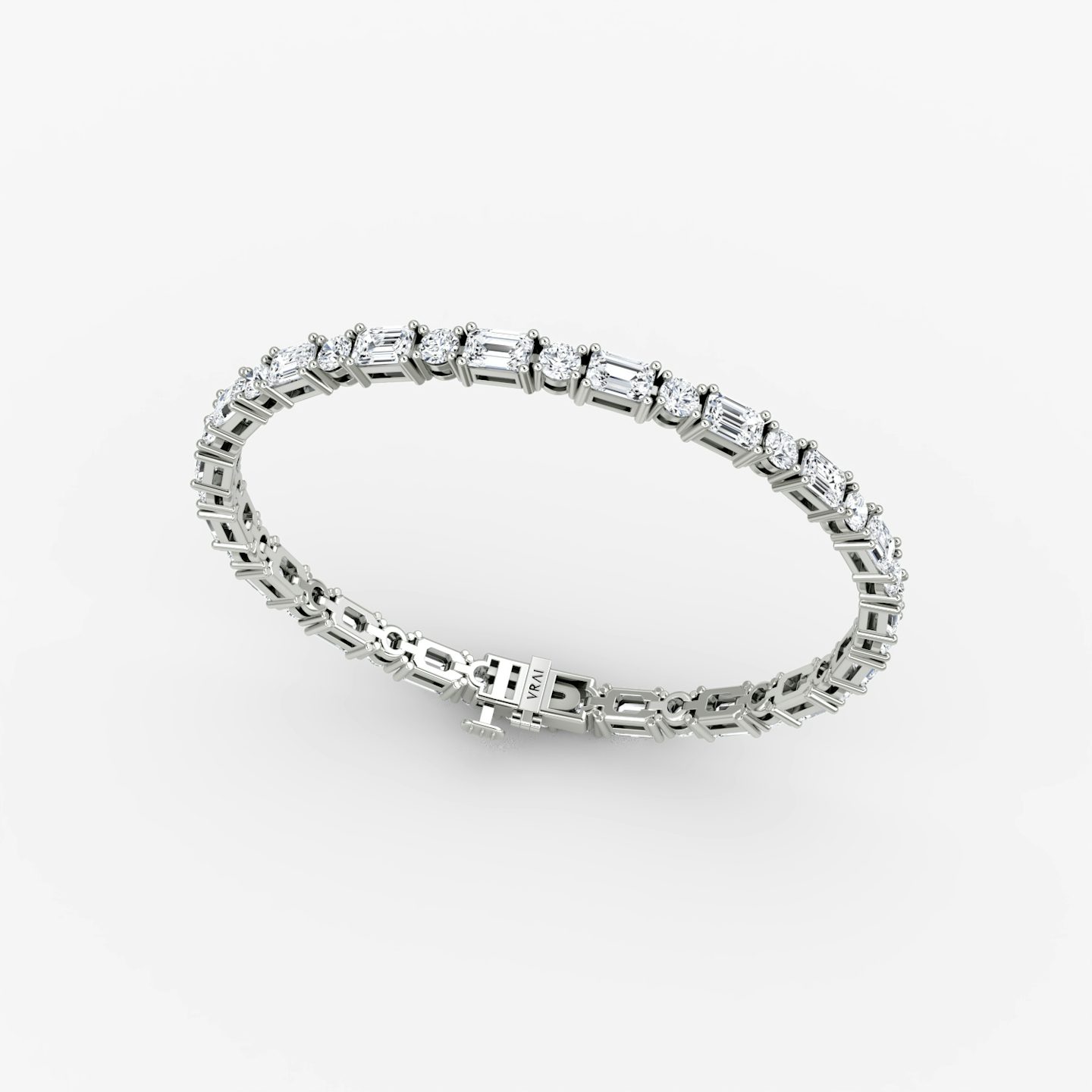 Pulsera de Tenis Mixed Shape | Brillante y Esmeralda | 14k | Oro blanco | chainLength: 6.5
