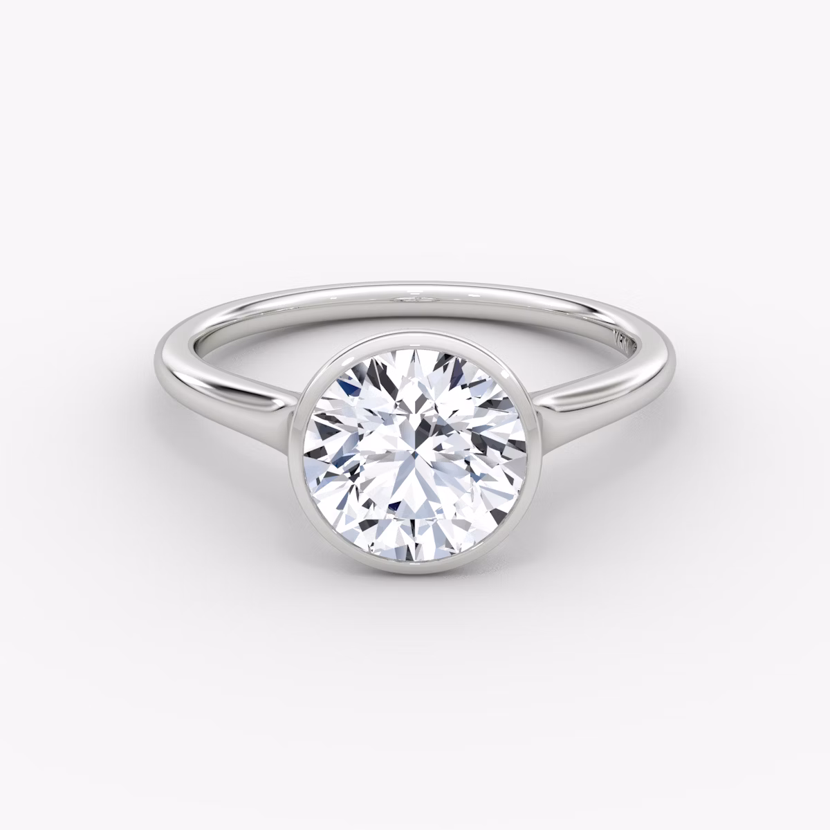 The Flat Edge Bezel | Round Brilliant | 18k | White Gold | bandAccent: Plain | caratWeight: other | diamondOrientation: horizontal