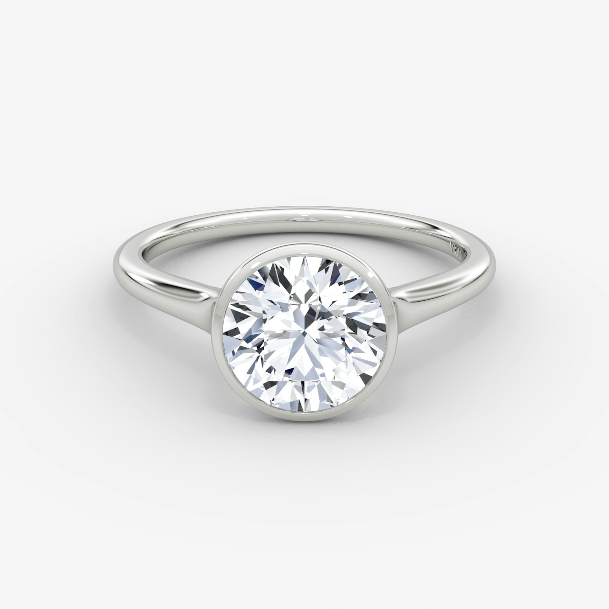 The Flat Edge Bezel | Round Brilliant | 18k | White Gold | bandAccent: Plain | caratWeight: other | diamondOrientation: vertical