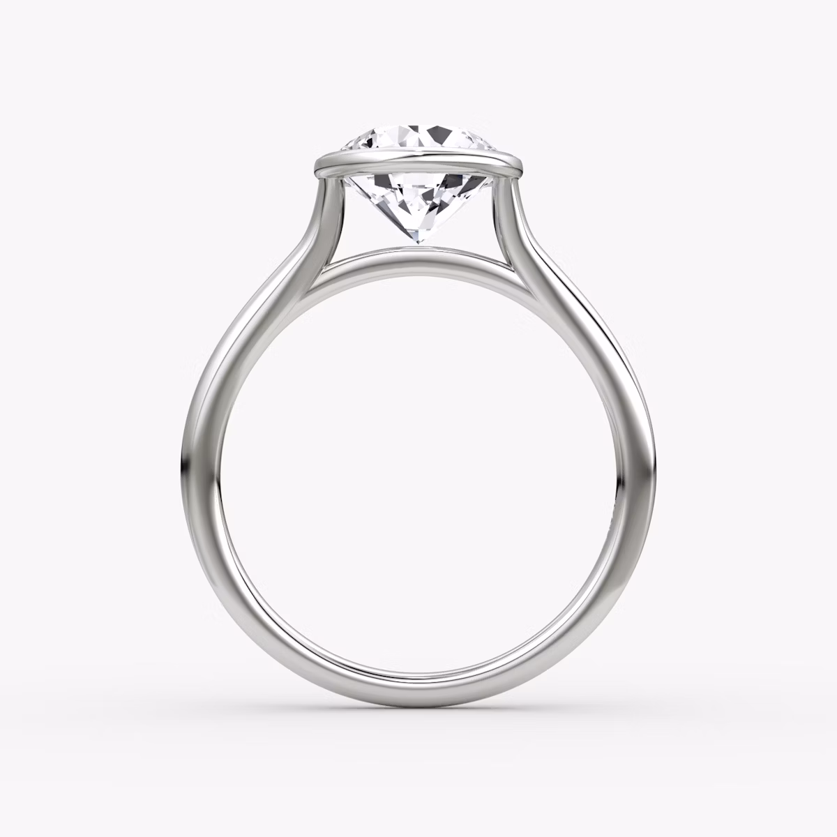 The Flat Edge Bezel | Round Brilliant | 18k | White Gold | bandAccent: Plain | caratWeight: other | diamondOrientation: horizontal