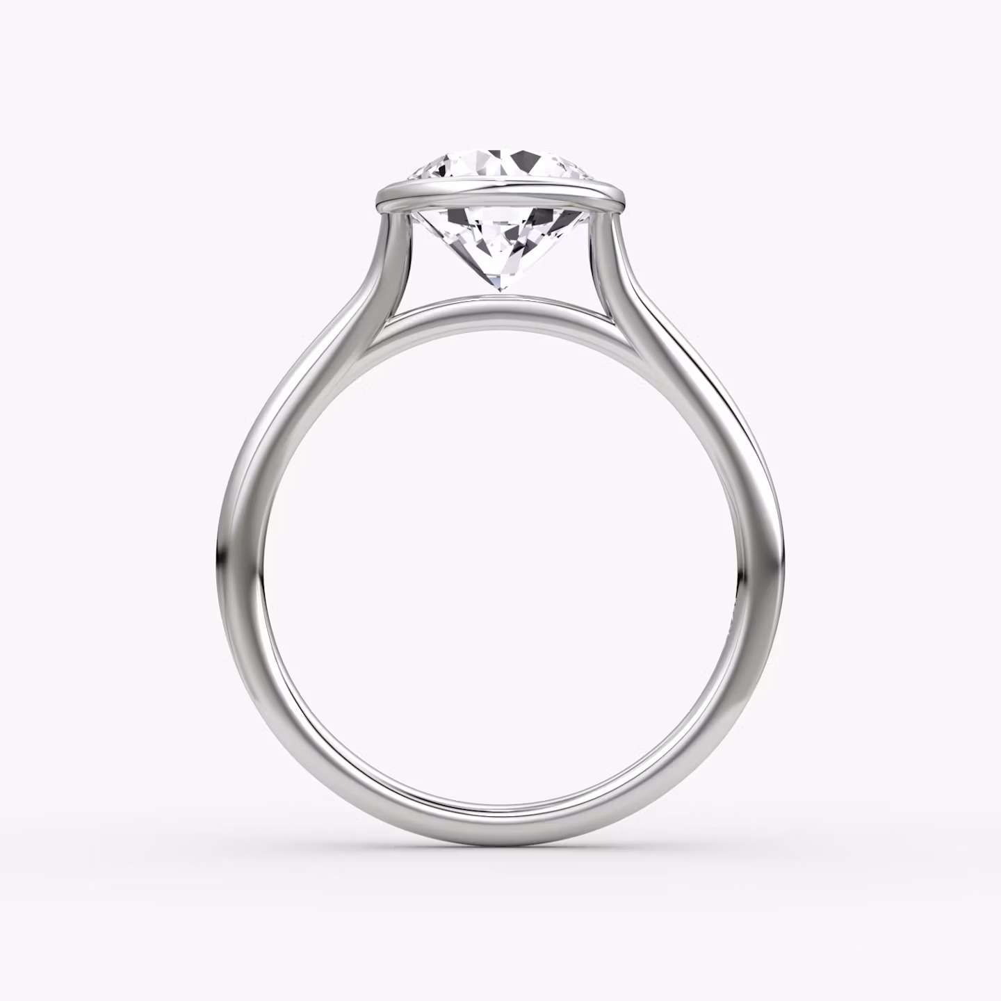 The Flat Edge Bezel | Round Brilliant | Platinum | bandAccent: Plain | caratWeight: other | diamondOrientation: horizontal