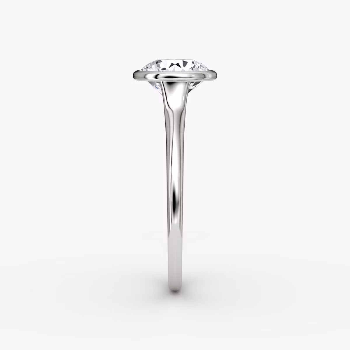 The Flat Edge Bezel | Round Brilliant | 18k | White Gold | bandAccent: Plain | caratWeight: other | diamondOrientation: horizontal