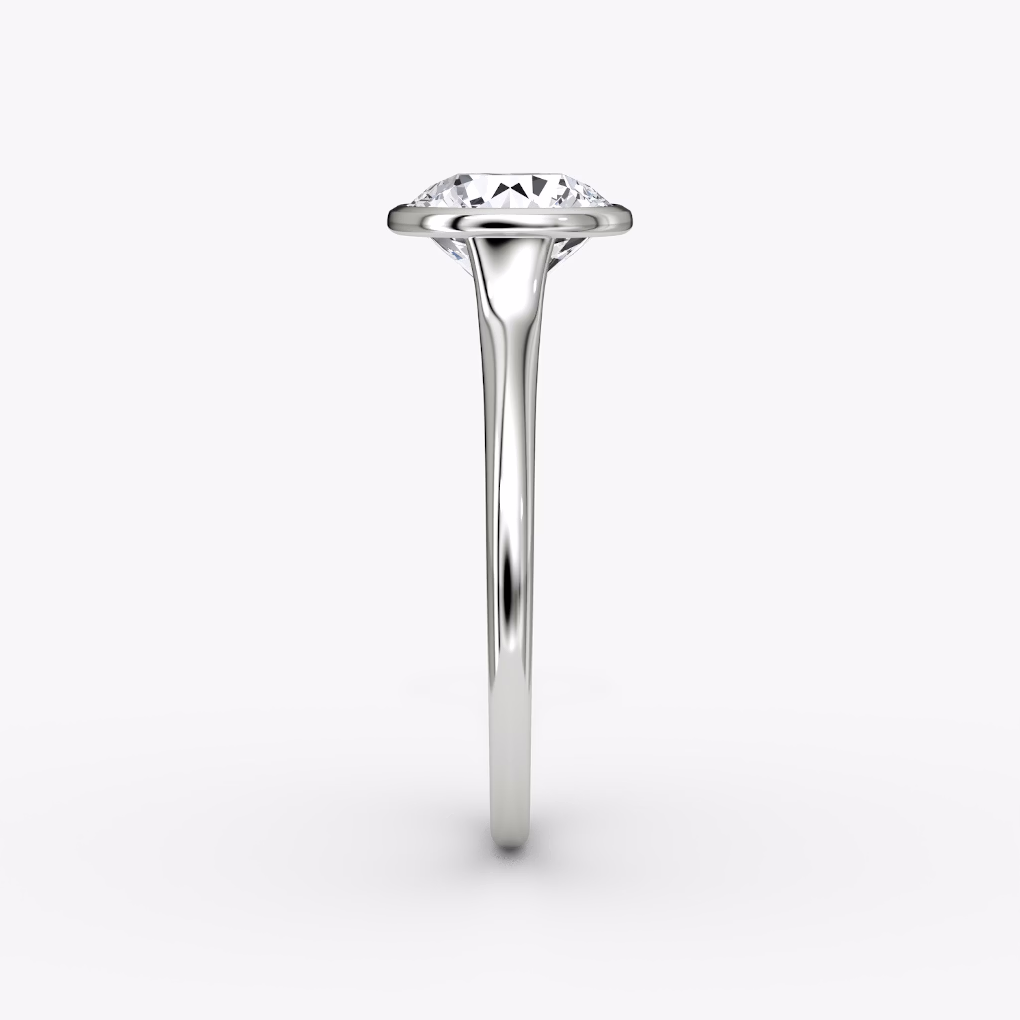 The Flat Edge Bezel | Round Brilliant | 18k | White Gold | bandAccent: Plain | caratWeight: other | diamondOrientation: vertical