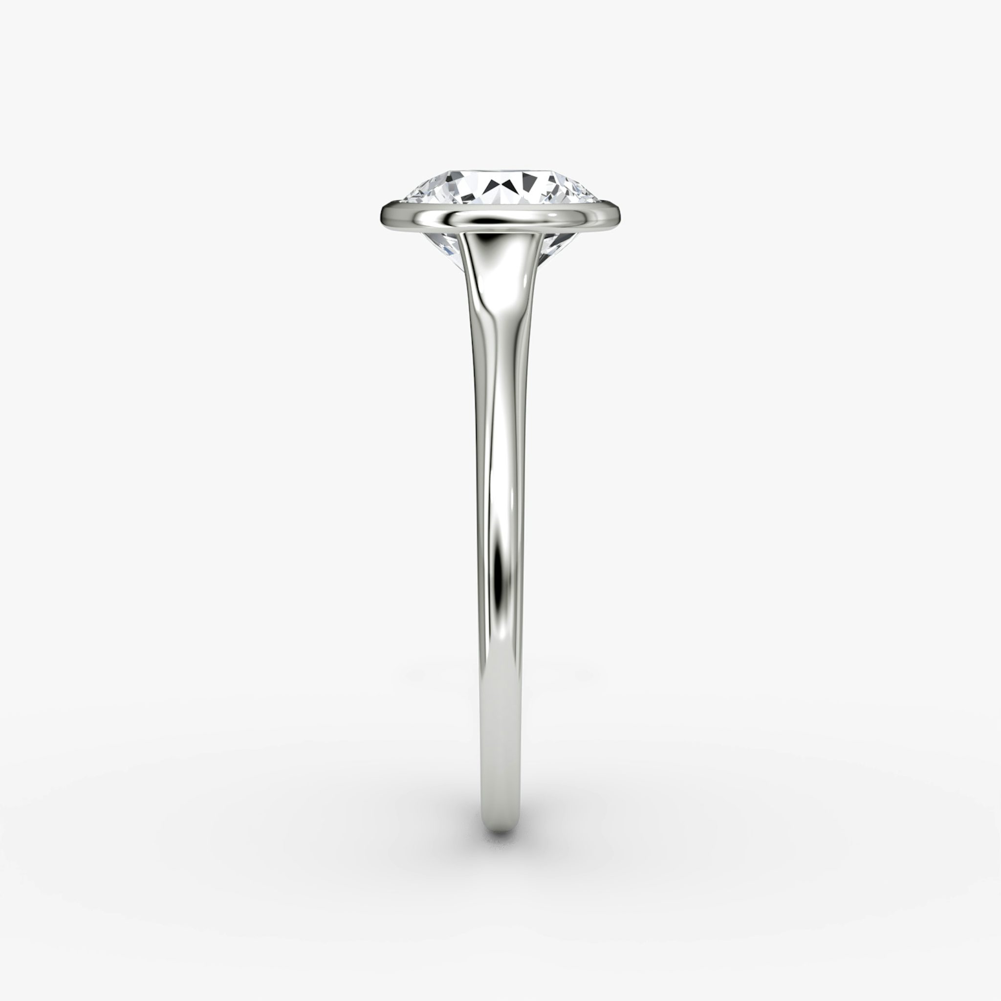 The Flat Edge Bezel | Round Brilliant | 18k | White Gold | bandAccent: Plain | caratWeight: other | diamondOrientation: vertical