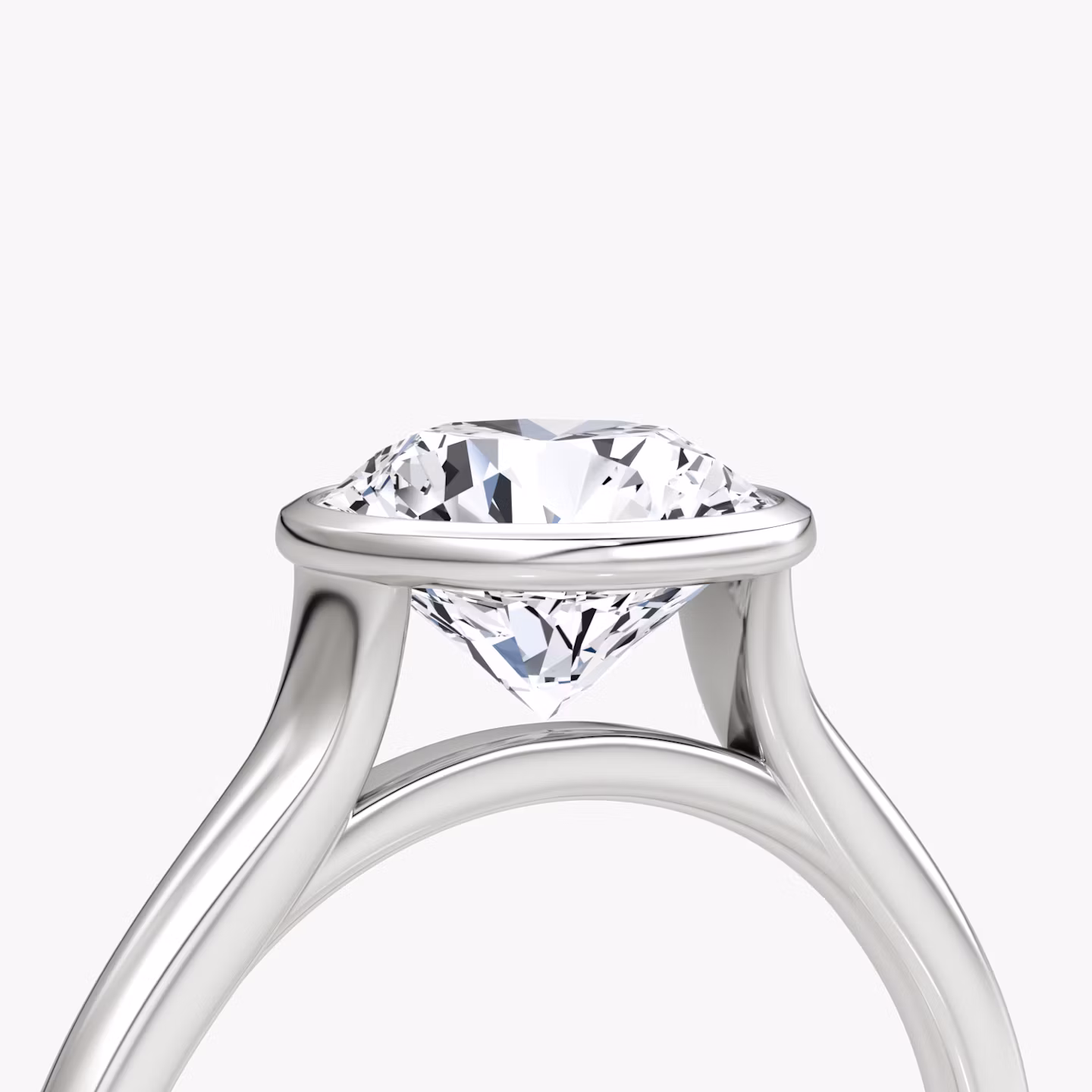 The Flat Edge Bezel | Round Brilliant | Platinum | bandAccent: Plain | caratWeight: other | diamondOrientation: horizontal
