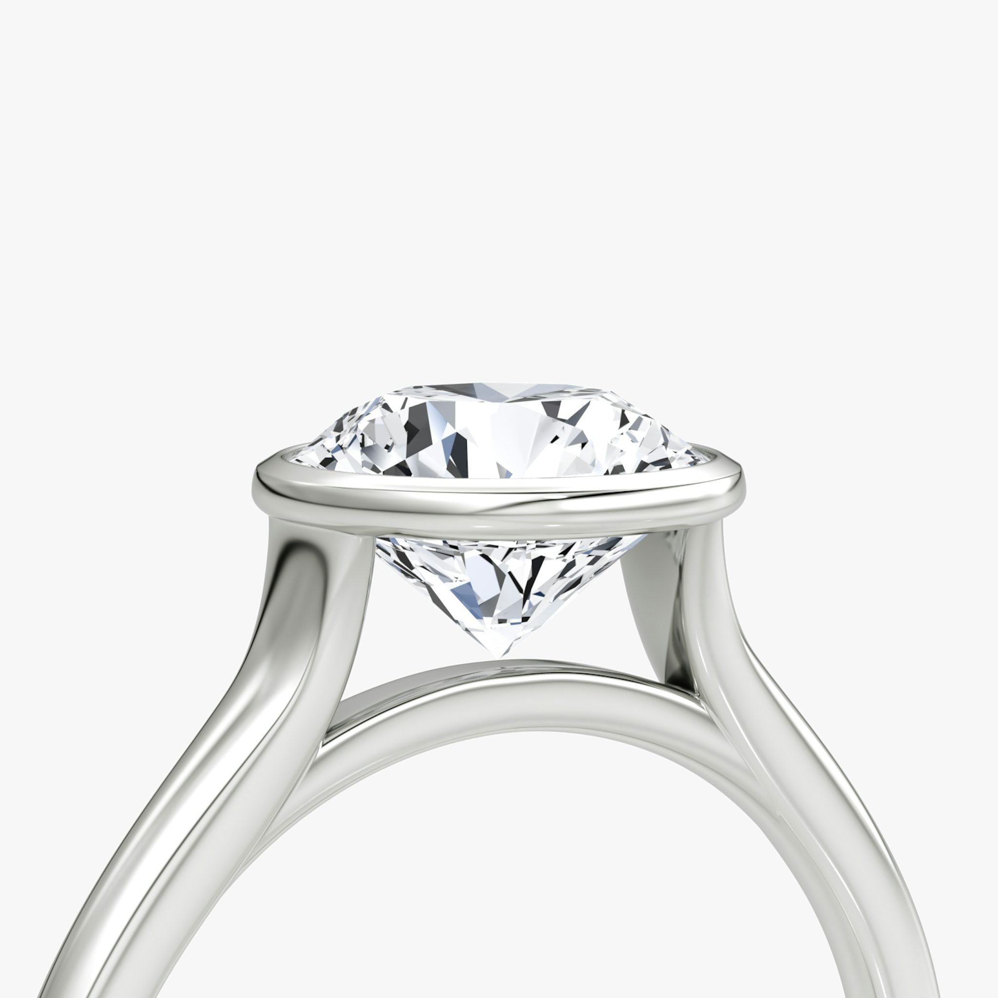 The Flat Edge Bezel | Round Brilliant | 18k | White Gold | bandAccent: Plain | caratWeight: other | diamondOrientation: vertical