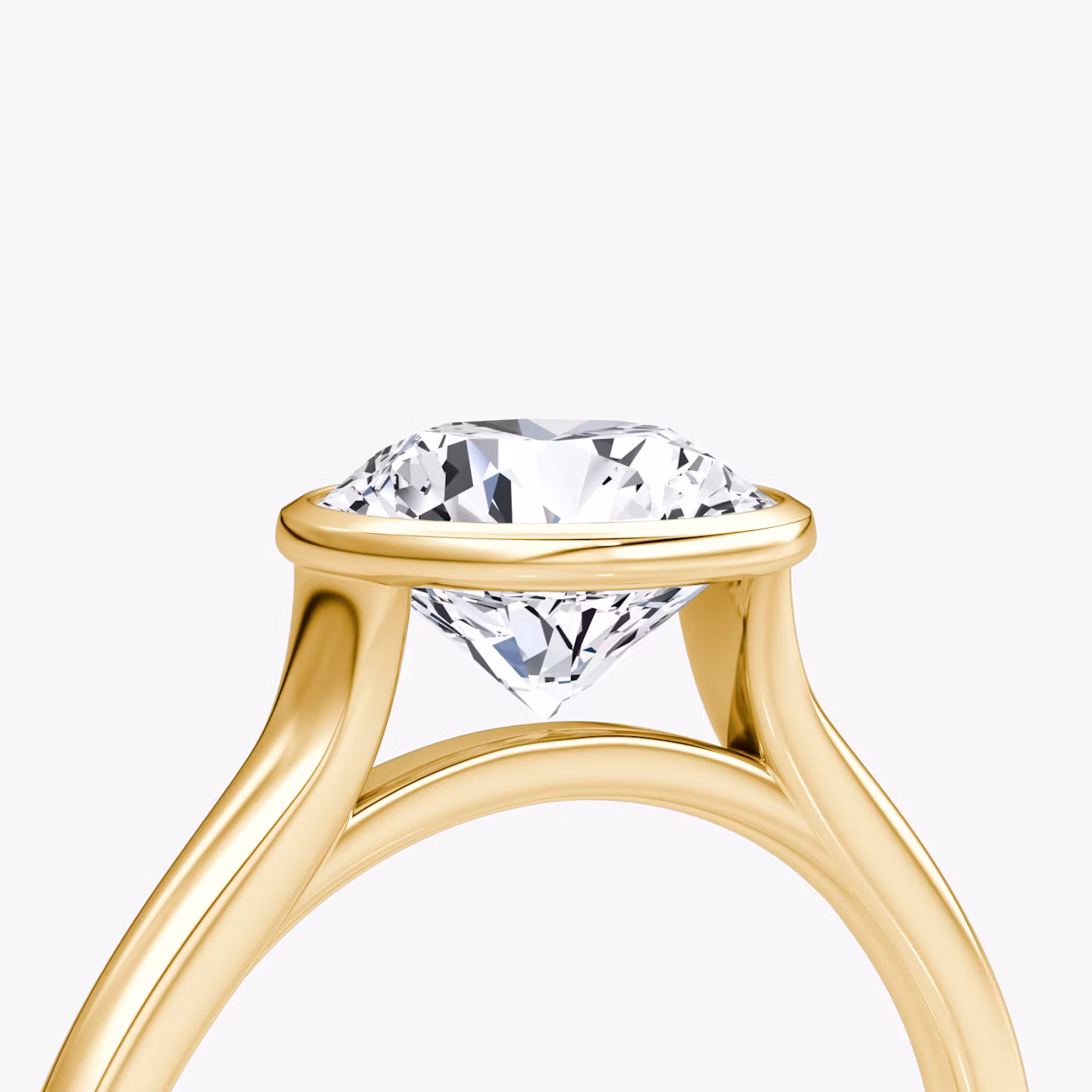 The Flat Edge Bezel | Round Brilliant | 18k | Yellow Gold | bandAccent: Plain | caratWeight: other | diamondOrientation: vertical