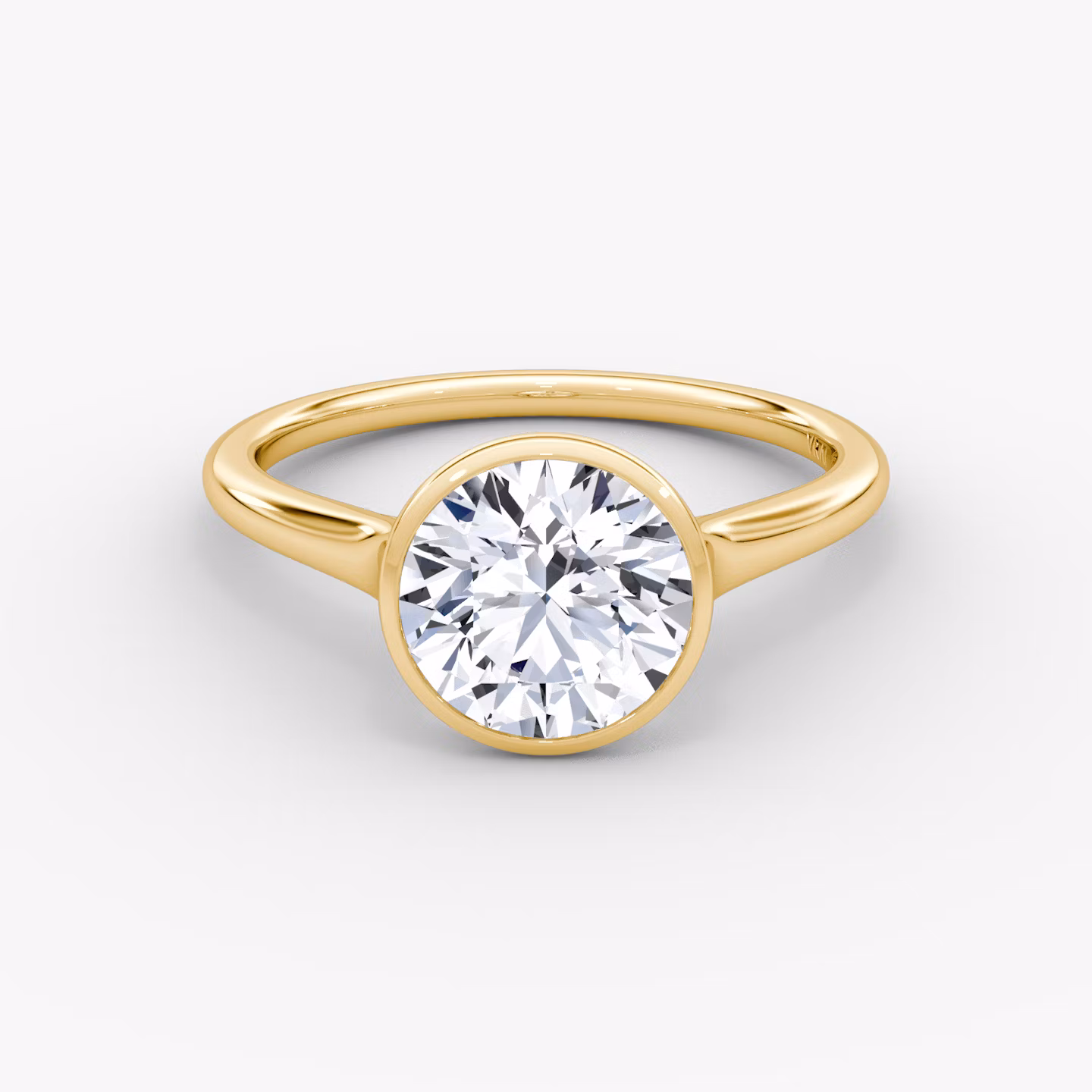 The Flat Edge Bezel | Round Brilliant | 18k | Yellow Gold | bandAccent: Plain | caratWeight: other | diamondOrientation: vertical