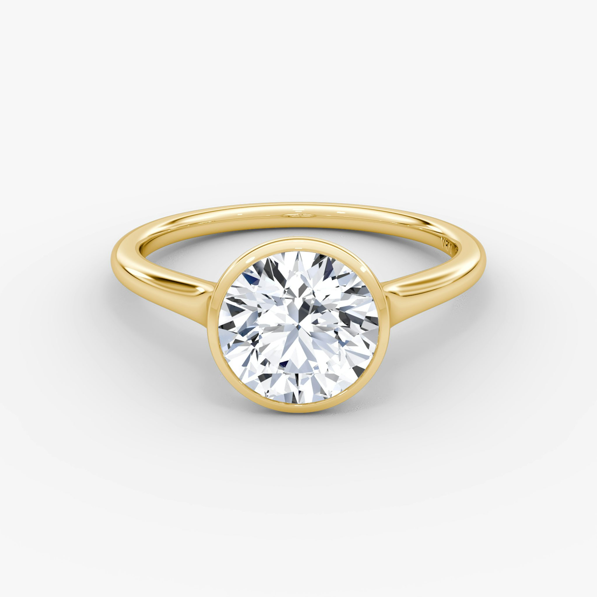 The Flat Edge Bezel | Round Brilliant | 18k | Yellow Gold | bandAccent: Plain | caratWeight: other | diamondOrientation: vertical
