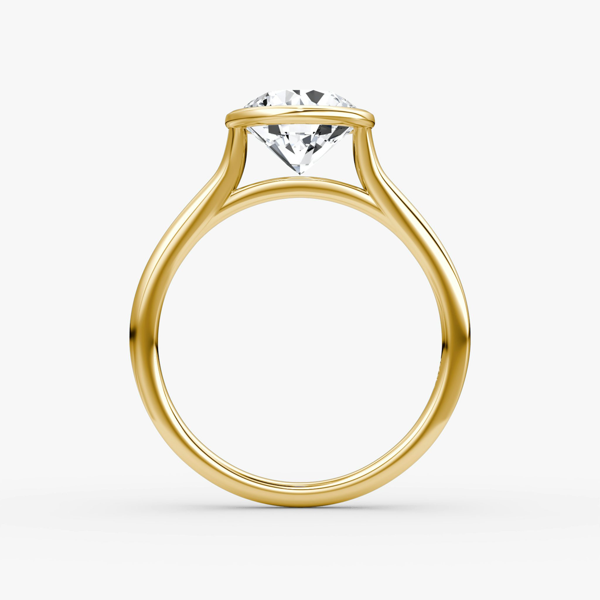The Flat Edge Bezel | Round Brilliant | 18k | Yellow Gold | bandAccent: Plain | caratWeight: other | diamondOrientation: vertical