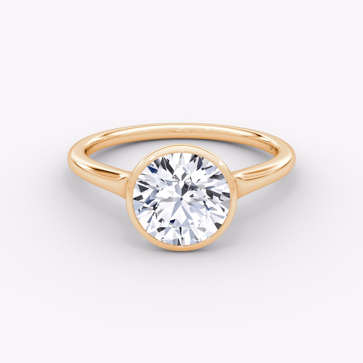 The Flat Edge Bezel | Round Brilliant | 14k | Rose Gold | bandAccent: Plain | caratWeight: other | diamondOrientation: horizontal