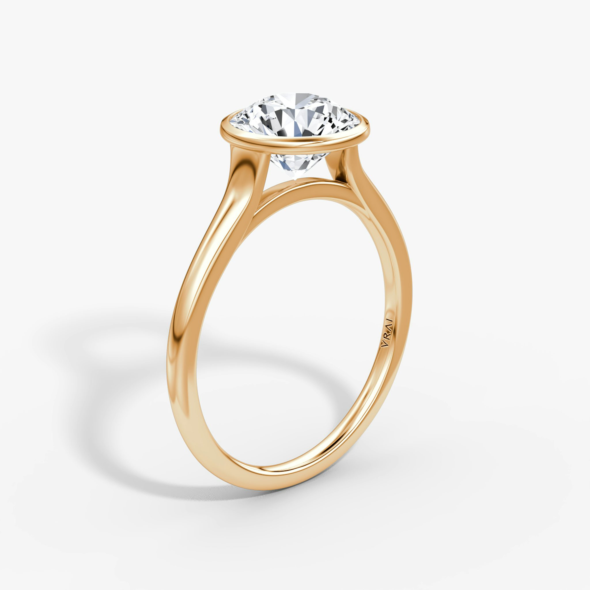 The Flat Edge Bezel | Round Brilliant | 14k | Rose Gold | bandAccent: Plain | caratWeight: other | diamondOrientation: vertical
