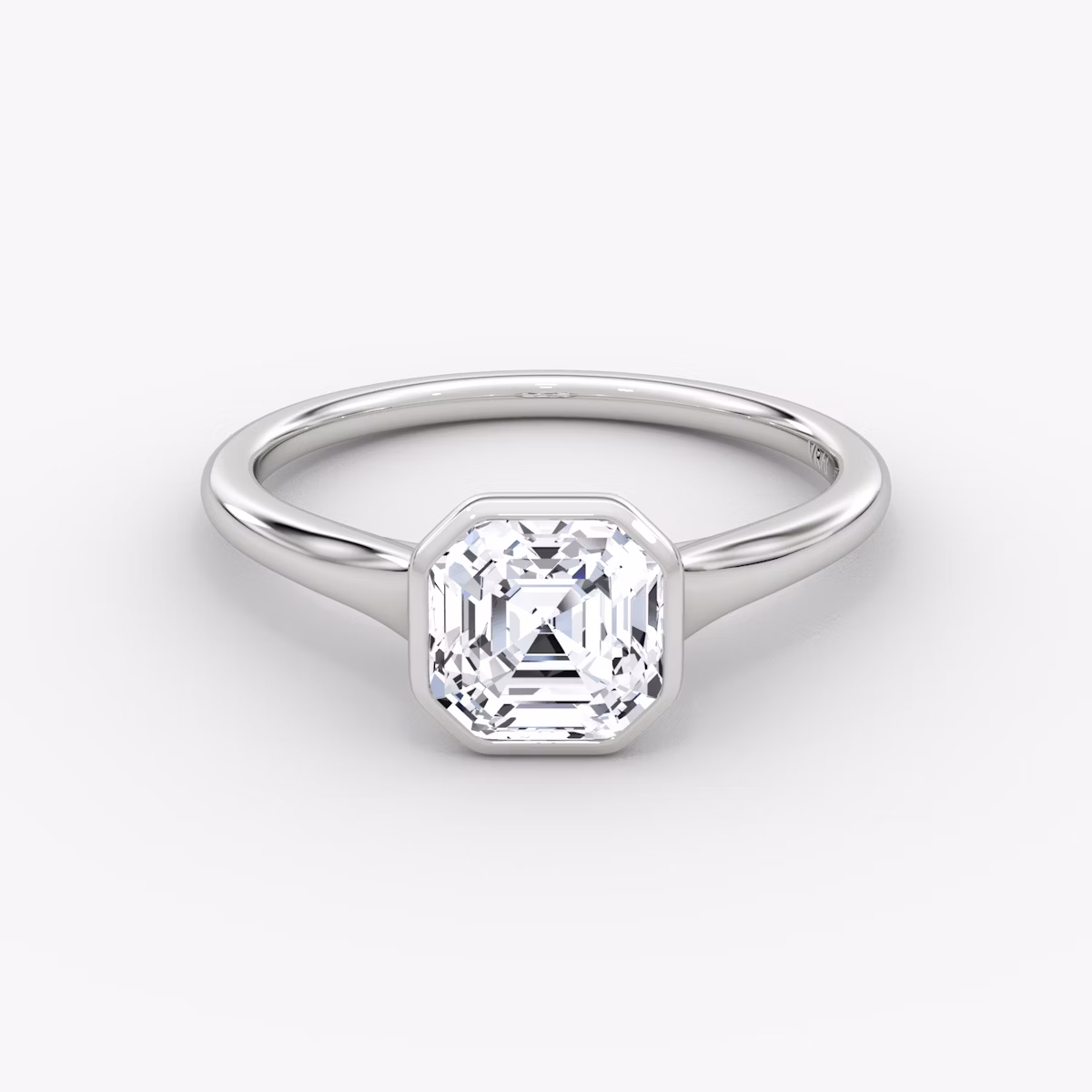 The Flat Edge Bezel | Asscher | 18k | White Gold | bandAccent: Plain | diamondOrientation: horizontal | caratWeight: other