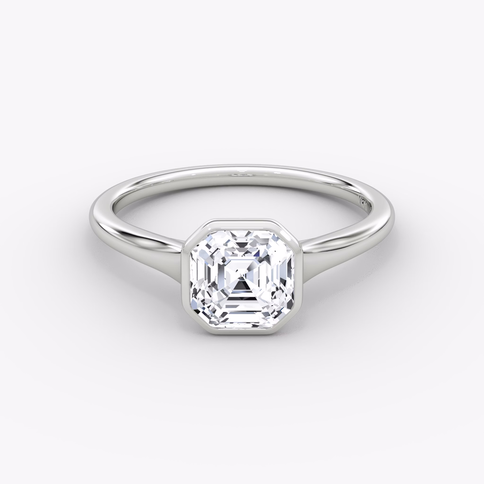 The Flat Edge Bezel | Asscher | 18k | White Gold | bandAccent: Plain | diamondOrientation: horizontal | caratWeight: other