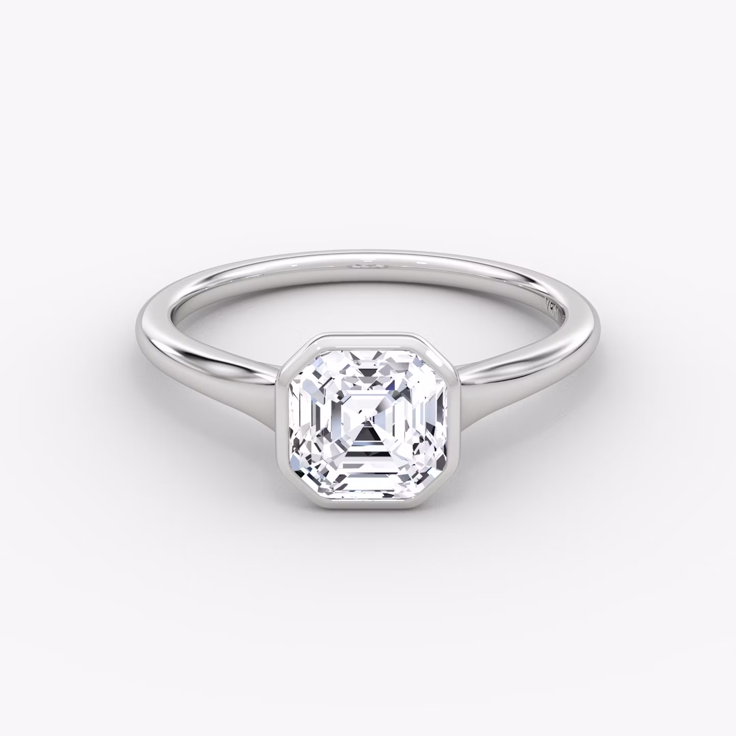 The Flat Edge Bezel | Asscher | Platinum | bandAccent: Plain | diamondOrientation: vertical | caratWeight: other