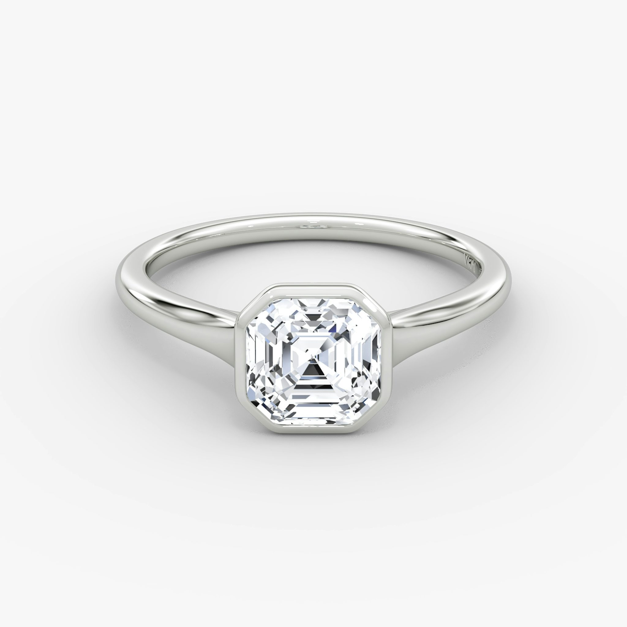 The Flat Edge Bezel | Asscher | 18k | White Gold | bandAccent: Plain | diamondOrientation: horizontal | caratWeight: other