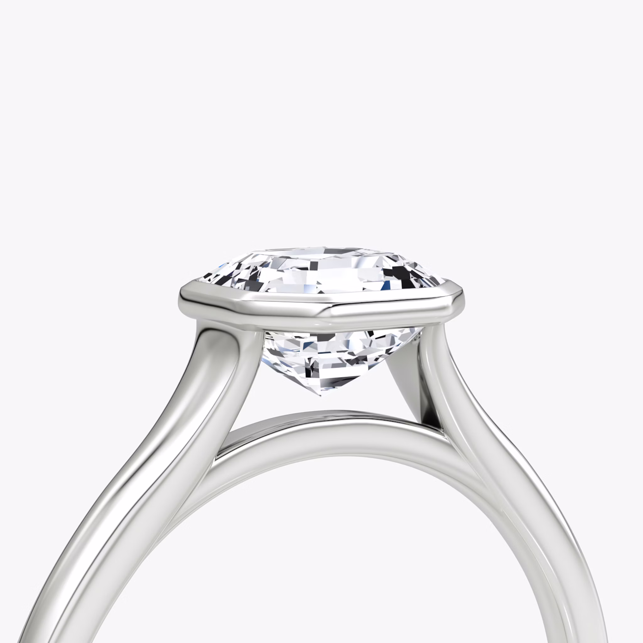 The Flat Edge Bezel | Asscher | 18k | White Gold | bandAccent: Plain | diamondOrientation: horizontal | caratWeight: other