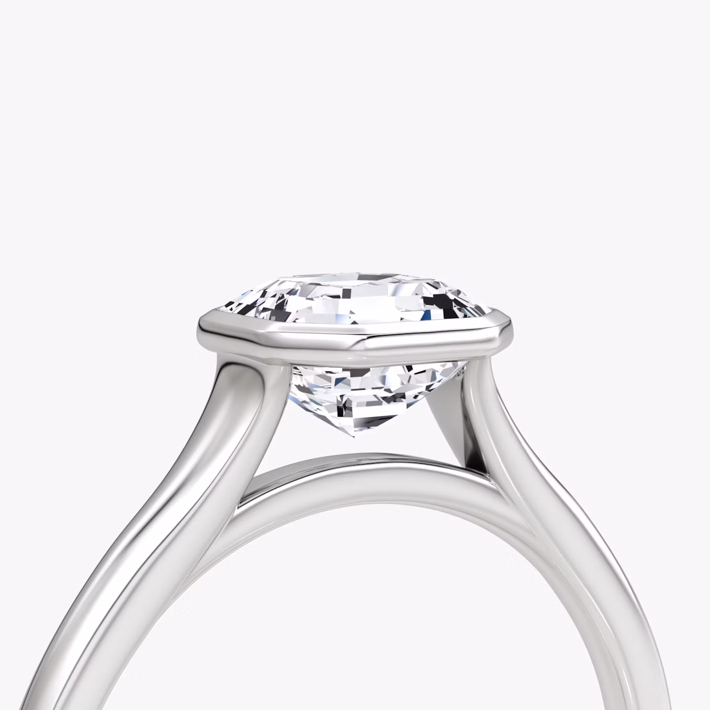 The Flat Edge Bezel | Asscher | Platinum | bandAccent: Plain | diamondOrientation: vertical | caratWeight: other