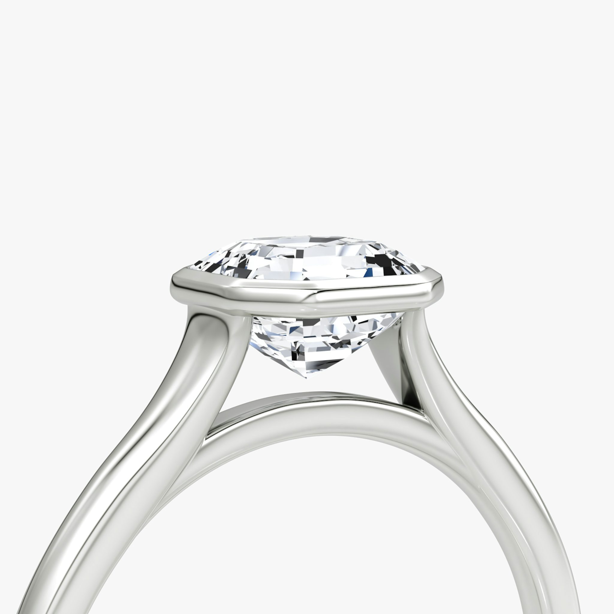 The Flat Edge Bezel | Asscher | 18k | White Gold | bandAccent: Plain | diamondOrientation: horizontal | caratWeight: other