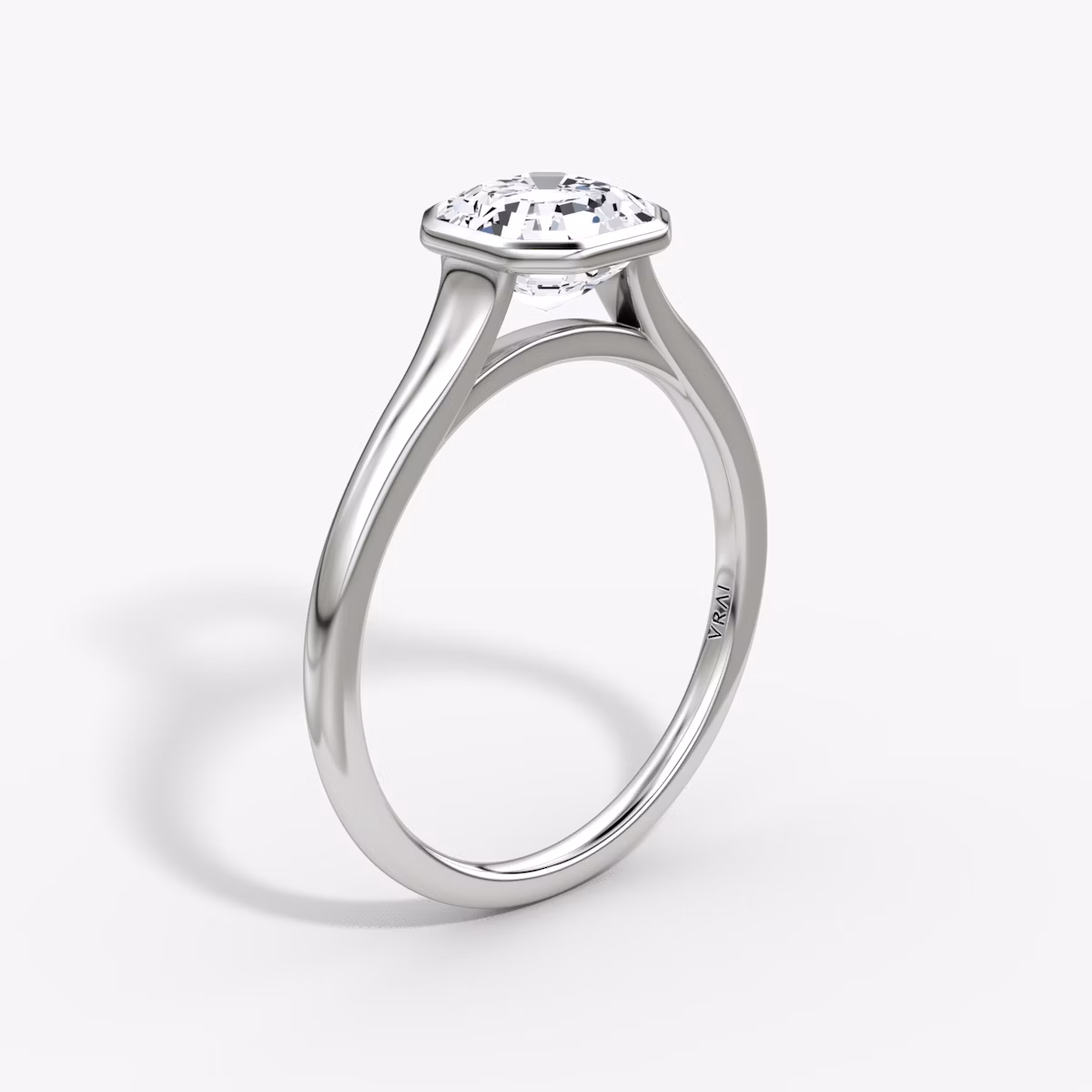 The Flat Edge Bezel | Asscher | 18k | White Gold | bandAccent: Plain | diamondOrientation: horizontal | caratWeight: other