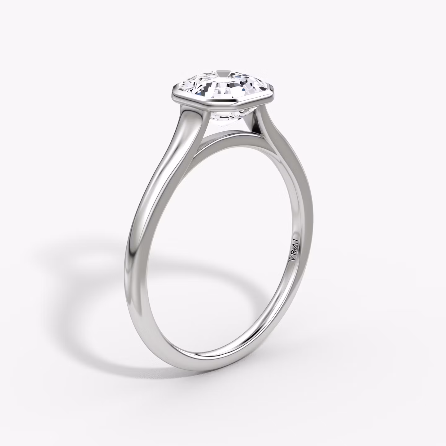 The Flat Edge Bezel | Asscher | Platinum | bandAccent: Plain | diamondOrientation: vertical | caratWeight: other