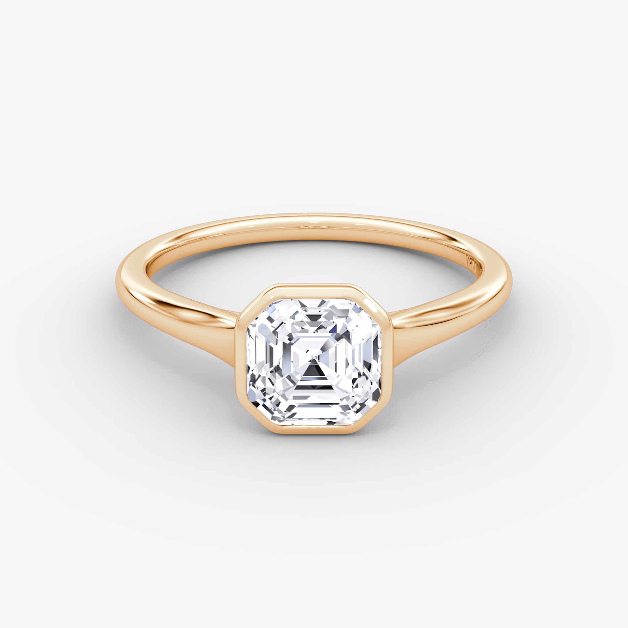 The Flat Edge Bezel | Asscher | 14k | Rose Gold | bandAccent: Plain | diamondOrientation: vertical | caratWeight: other