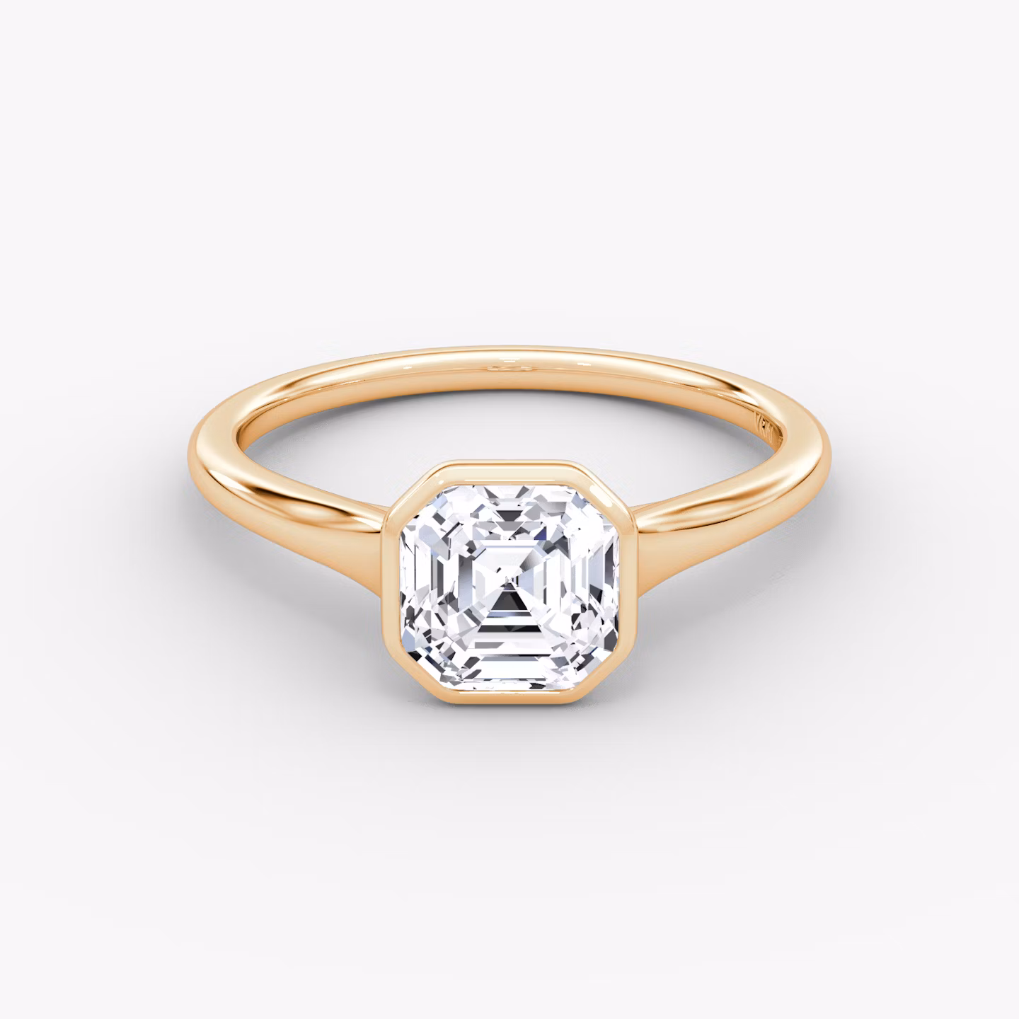The Flat Edge Bezel | Asscher | 14k | Rose Gold | bandAccent: Plain | diamondOrientation: vertical | caratWeight: other