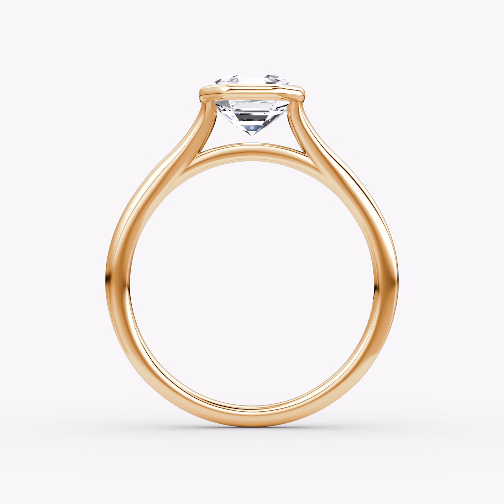 The Flat Edge Bezel | Asscher | 14k | Rose Gold | bandAccent: Plain | diamondOrientation: vertical | caratWeight: other
