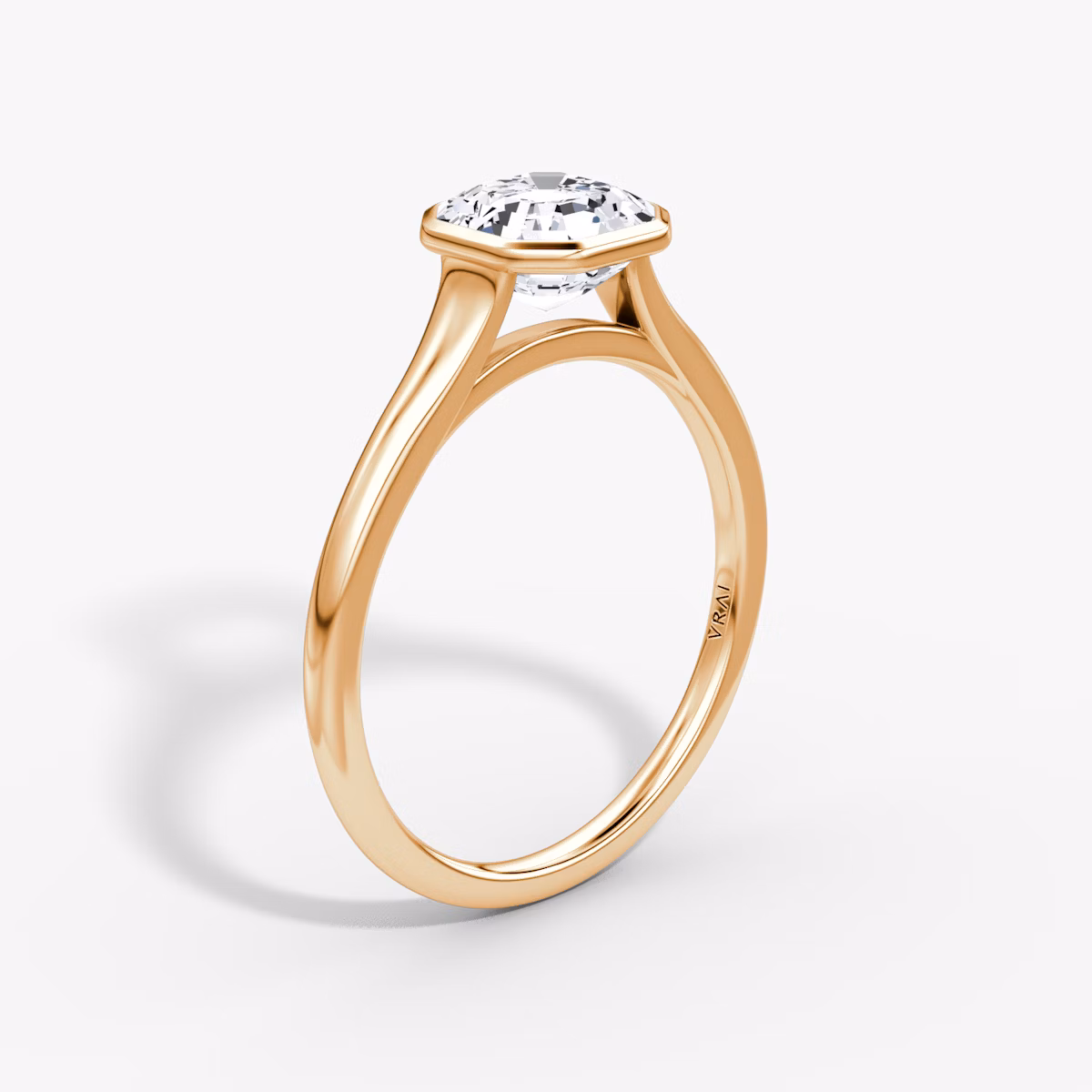 The Flat Edge Bezel | Asscher | 14k | Rose Gold | bandAccent: Plain | diamondOrientation: vertical | caratWeight: other