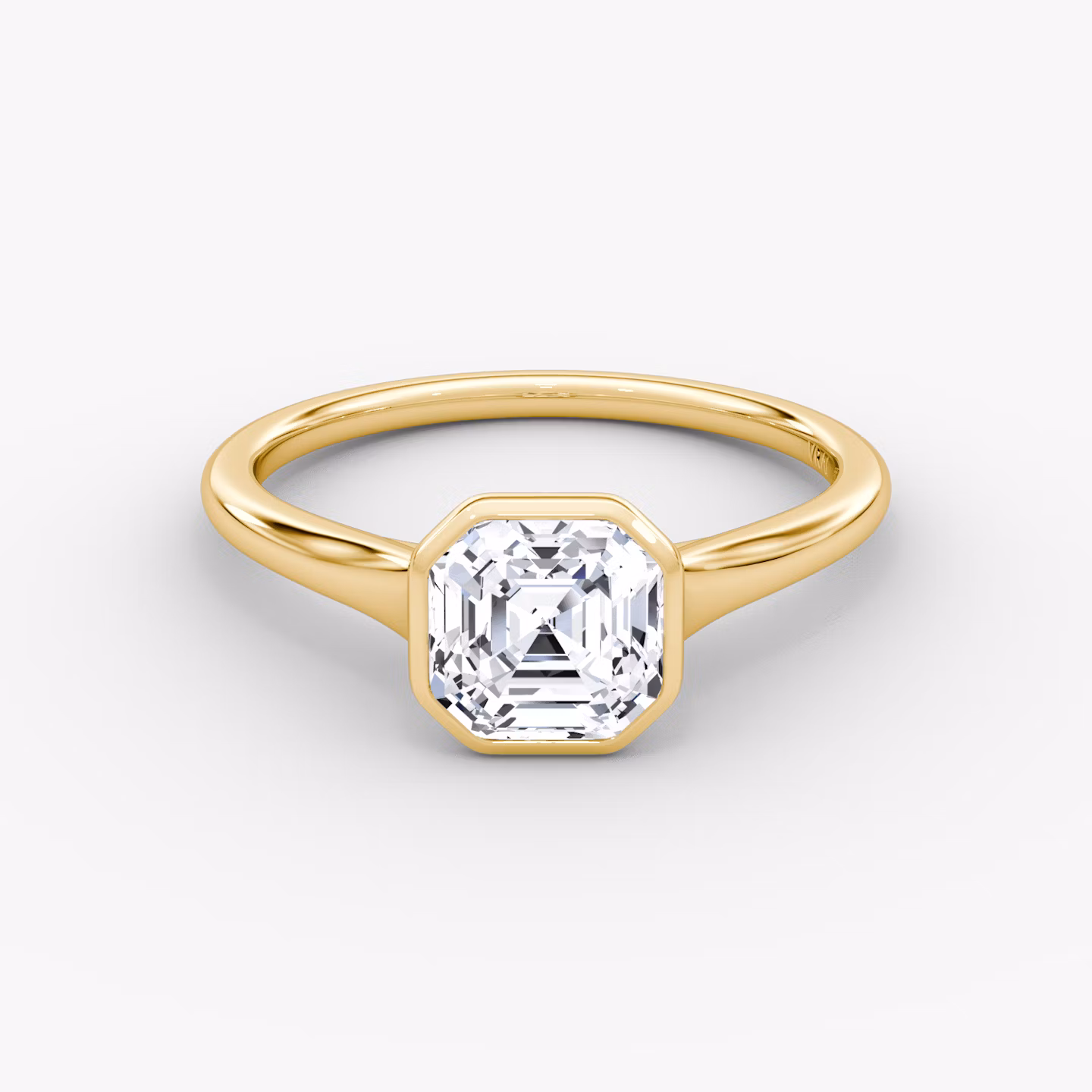The Flat Edge Bezel | Asscher | 18k | Yellow Gold | bandAccent: Plain | diamondOrientation: vertical | caratWeight: other