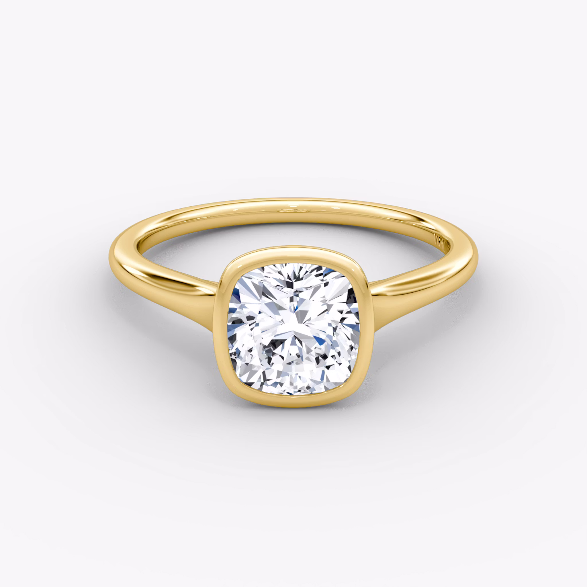 The Flat Edge Bezel Cushion | Yellow Gold