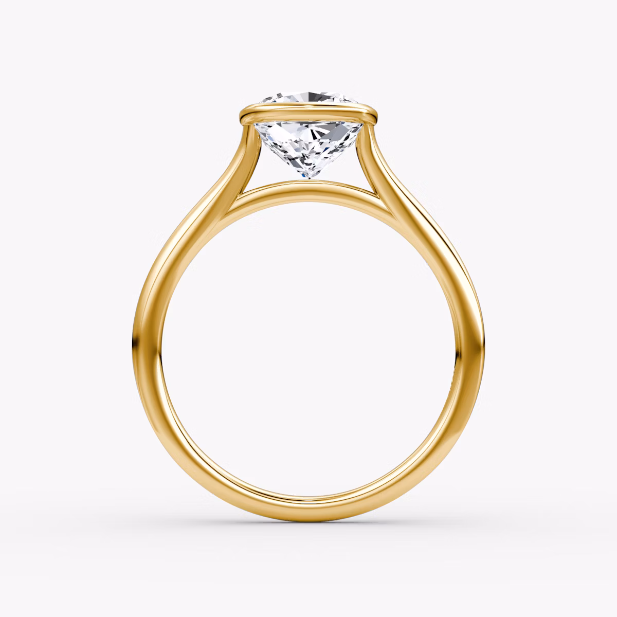 The Flat Edge Bezel | Cushion | 18k | Yellow Gold | bandAccent: Plain | diamondOrientation: horizontal | caratWeight: other