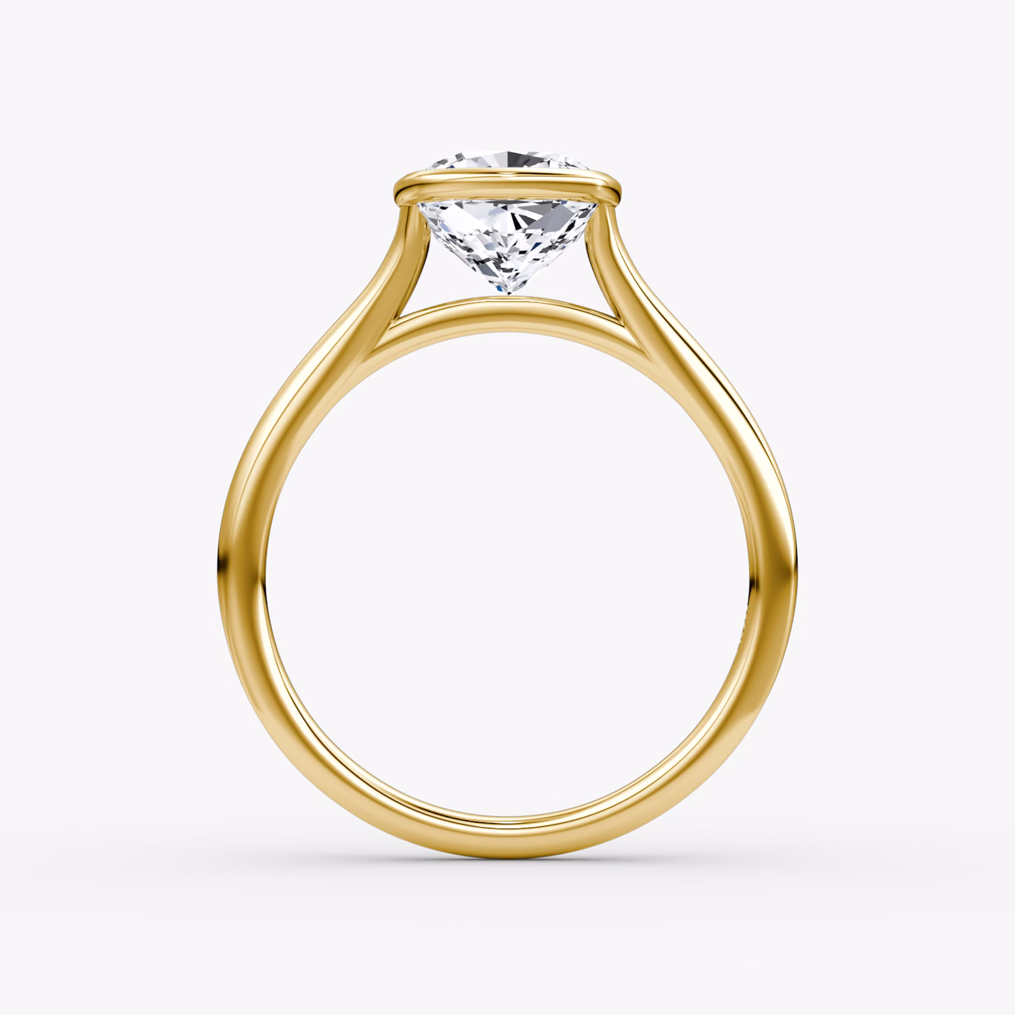 The Flat Edge Bezel | Cushion | 18k | Yellow Gold | bandAccent: Plain | diamondOrientation: vertical | caratWeight: other