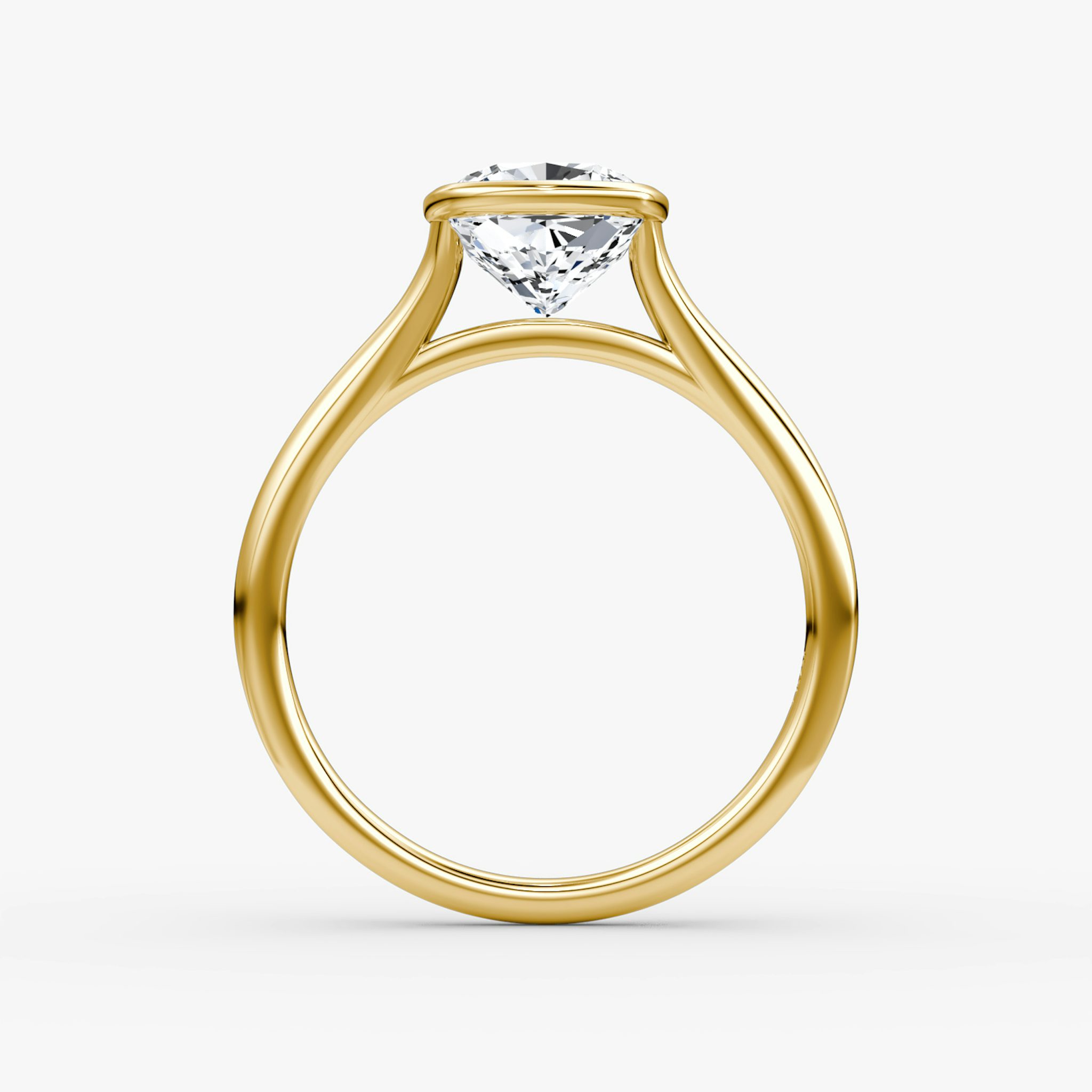 The Flat Edge Bezel | Cushion | 18k | Yellow Gold | bandAccent: Plain | diamondOrientation: vertical | caratWeight: other