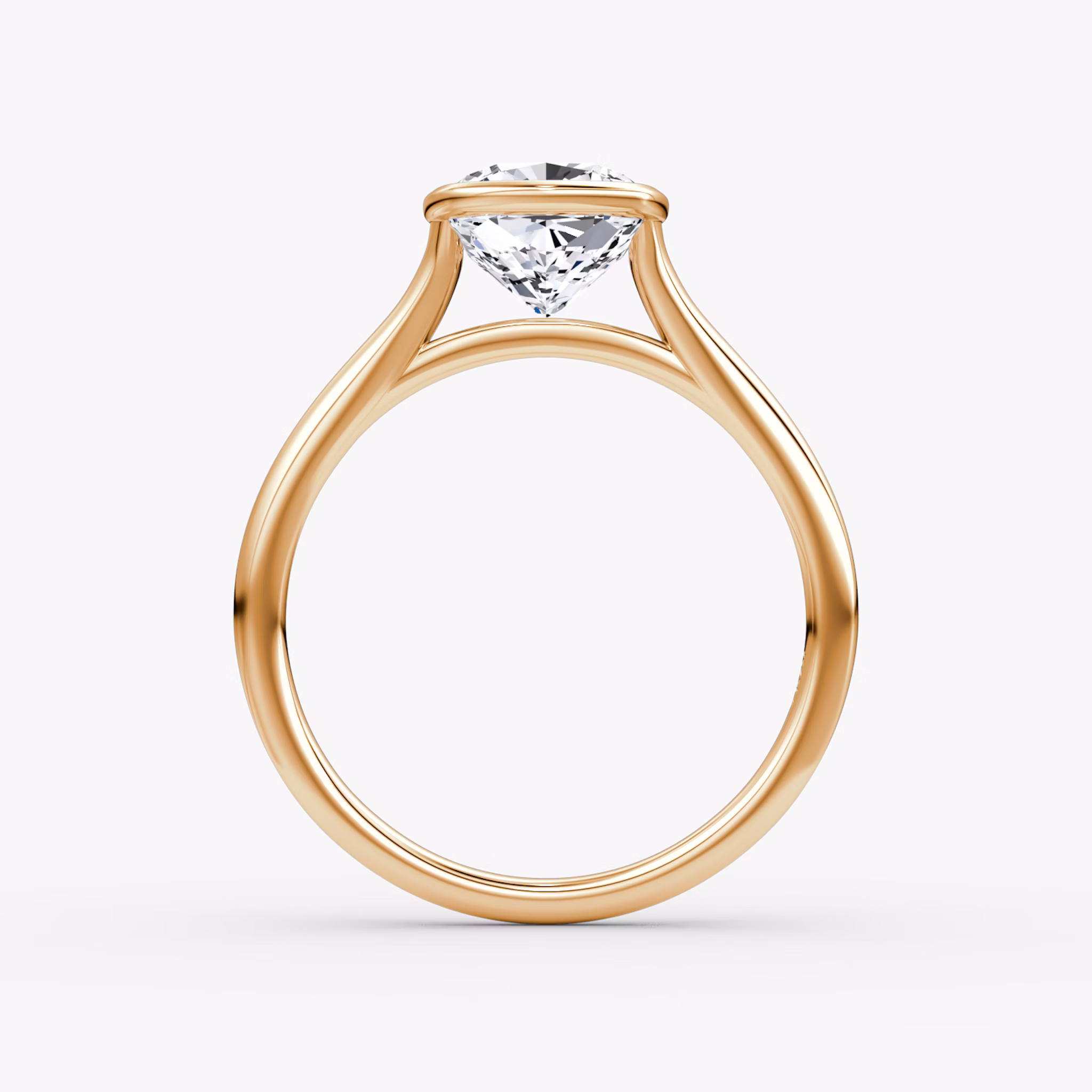 The Flat Edge Bezel | Cushion | 14k | Rose Gold | bandAccent: Plain | diamondOrientation: vertical | caratWeight: other
