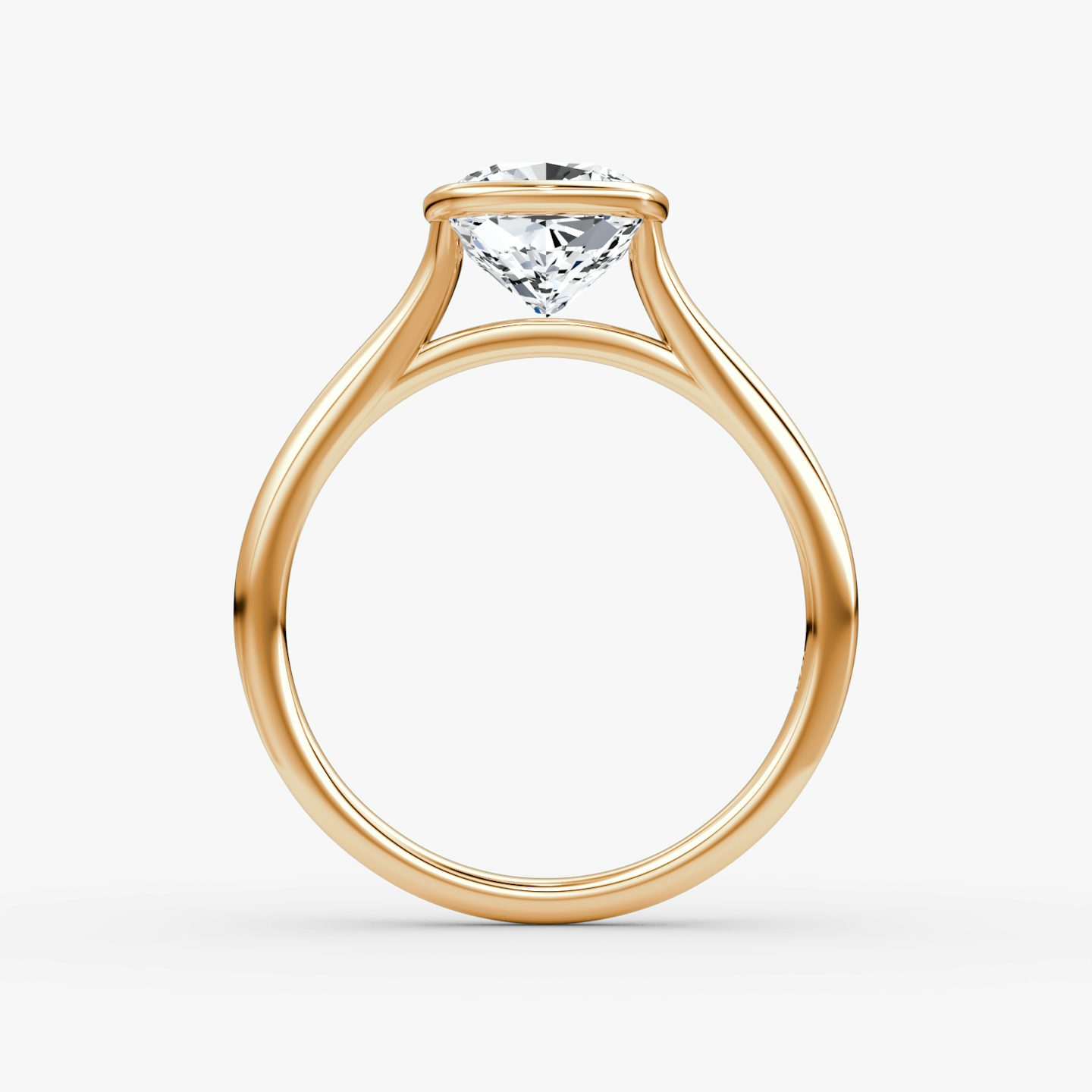The Flat Edge Bezel | Cushion | 14k | Rose Gold | bandAccent: Plain | diamondOrientation: vertical | caratWeight: other