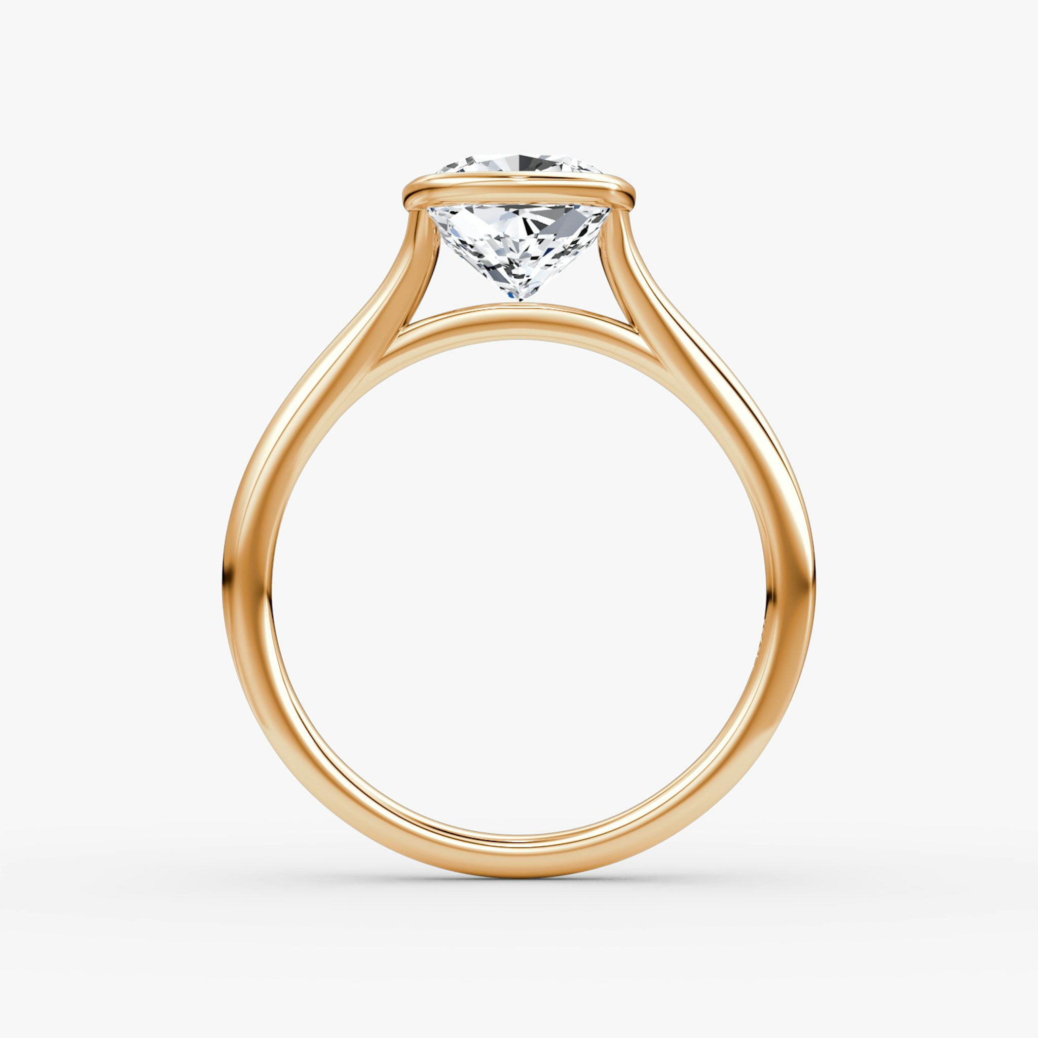 The Flat Edge Bezel | Cushion | 14k | Rose Gold | bandAccent: Plain | diamondOrientation: vertical | caratWeight: other