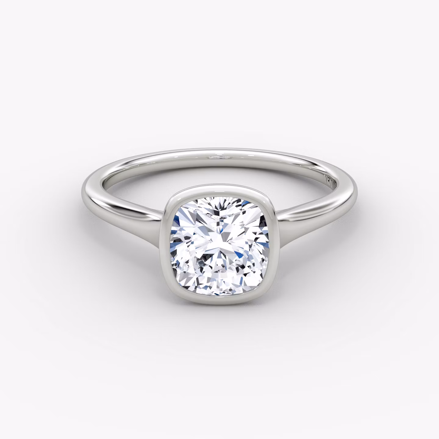 The Flat Edge Bezel Cushion | White Gold